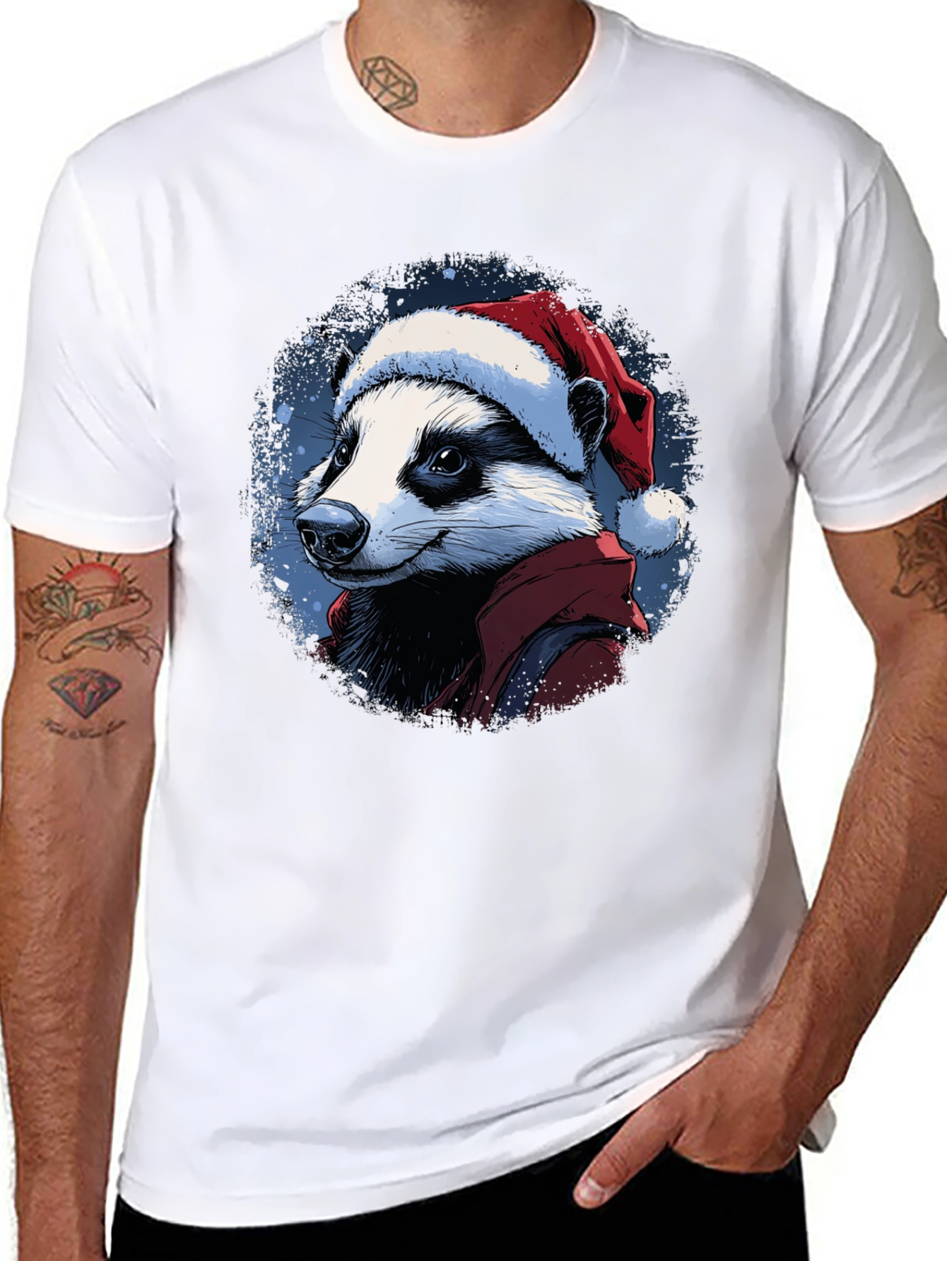 Festive Badger T-Shirt - Holiday Apparel