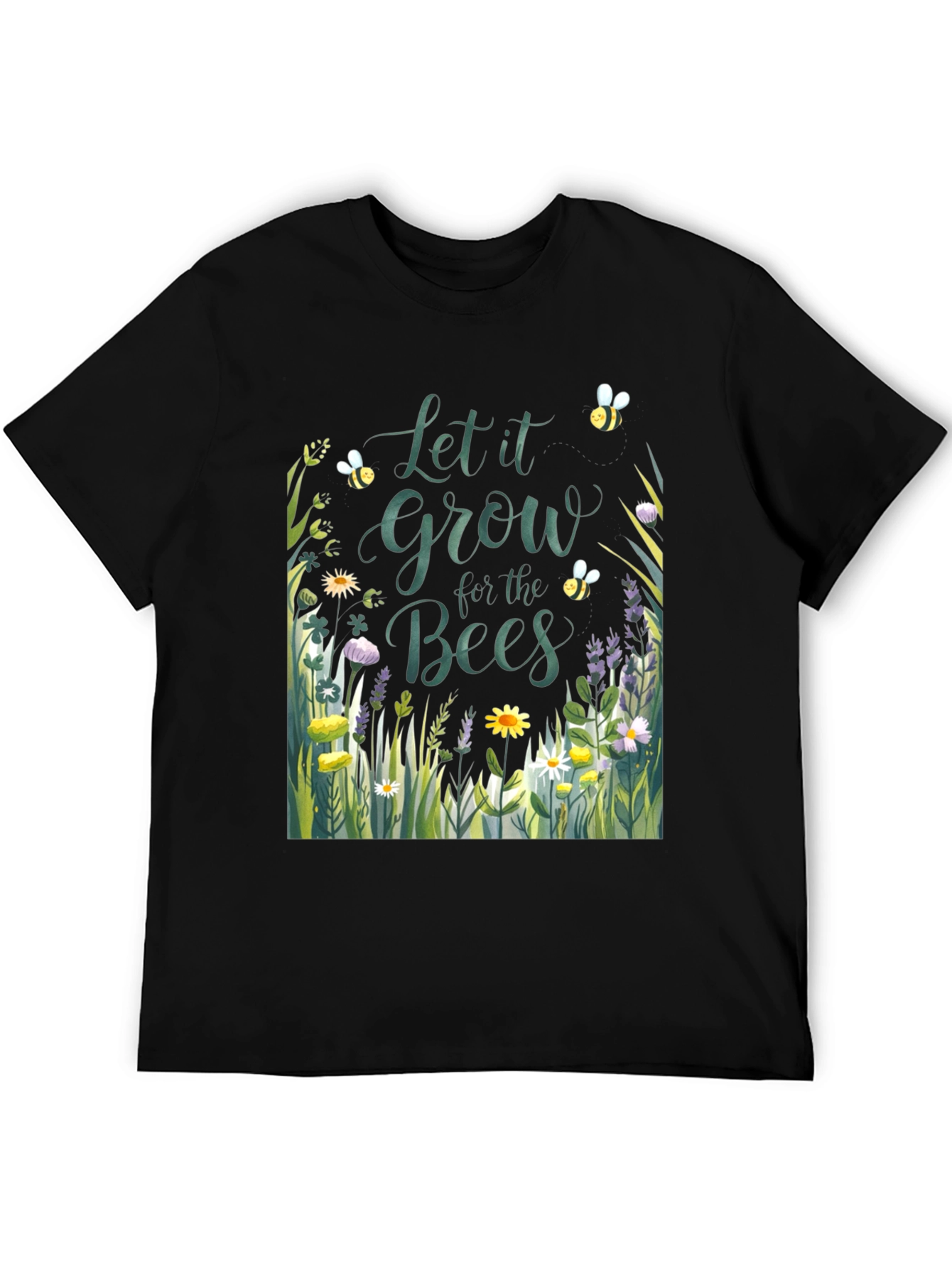 Let it Grow for the Bees Black T-Shirt