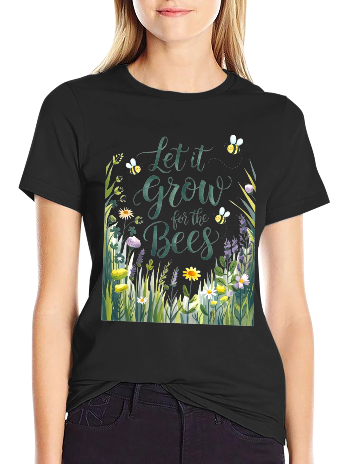 Let it Grow for the Bees Black T-Shirt