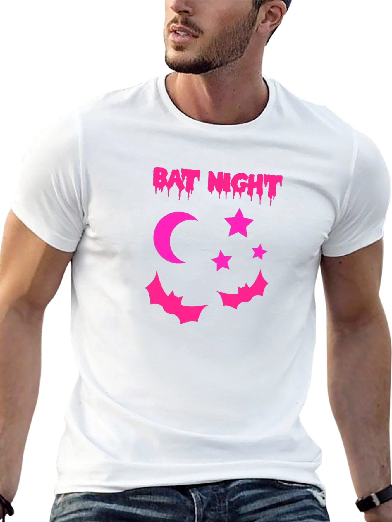 Bat Night Graphic Tee - Spooky Season Apparel