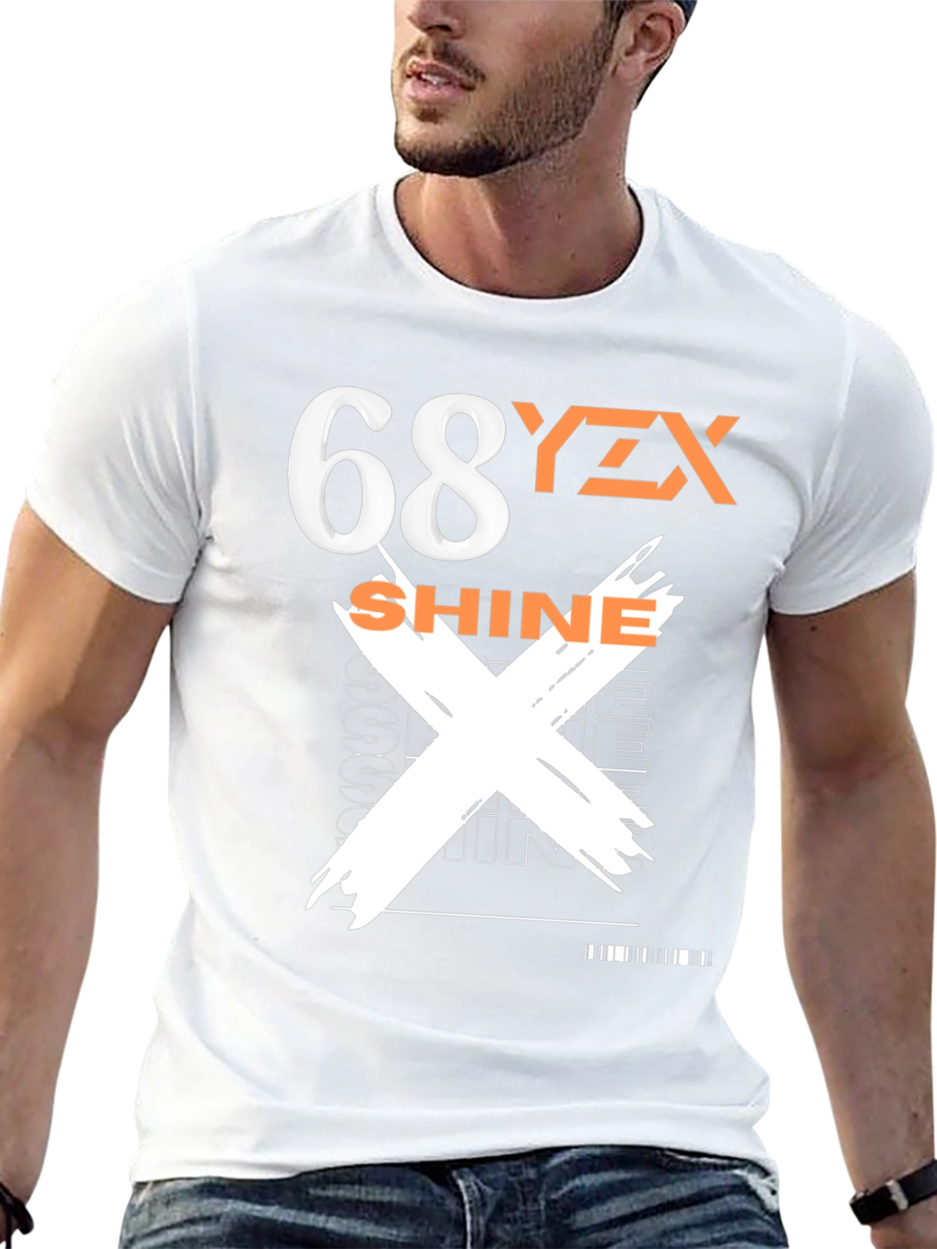 Mens Black Graphic Tee - 68YZX Shine Design