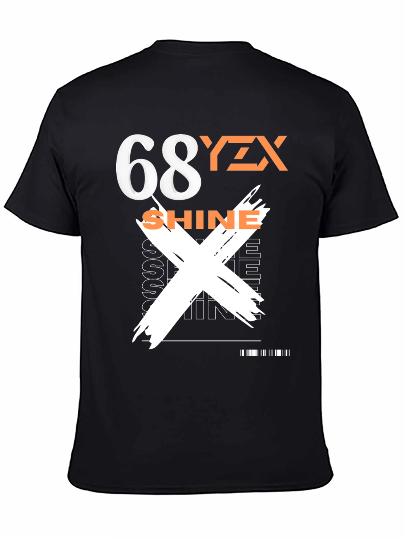 Mens Black Graphic Tee - 68YZX Shine Design