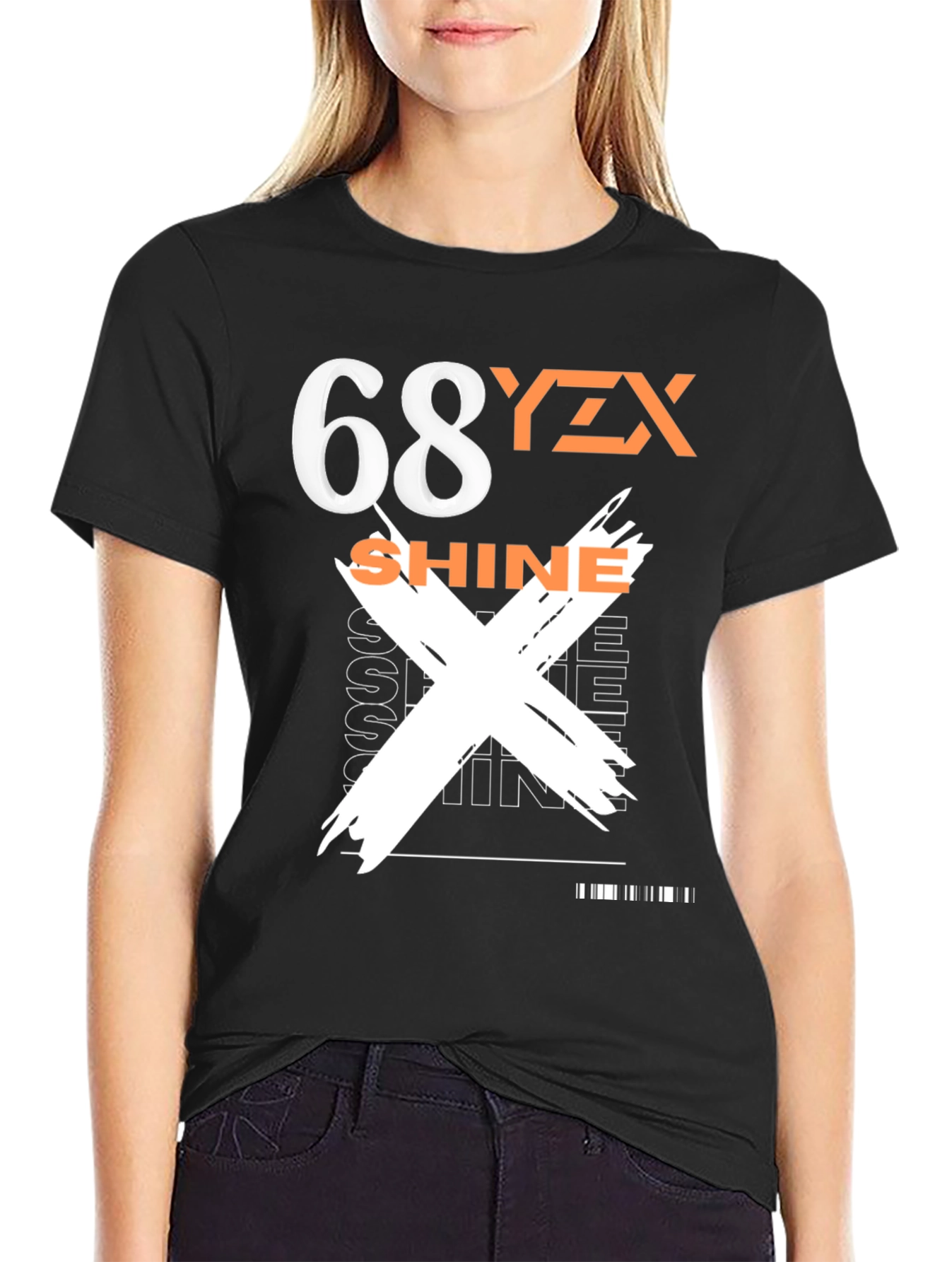 Mens Black Graphic Tee - 68YZX Shine Design