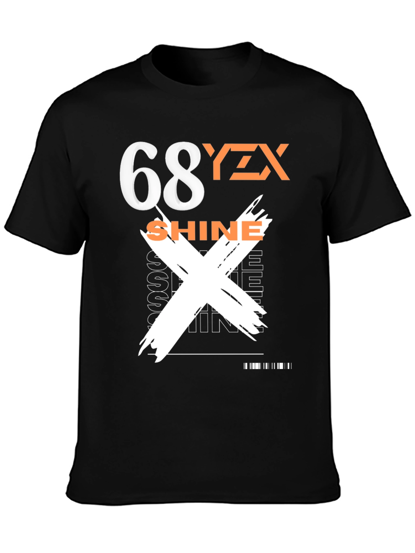 Mens Black Graphic Tee - 68YZX Shine Design