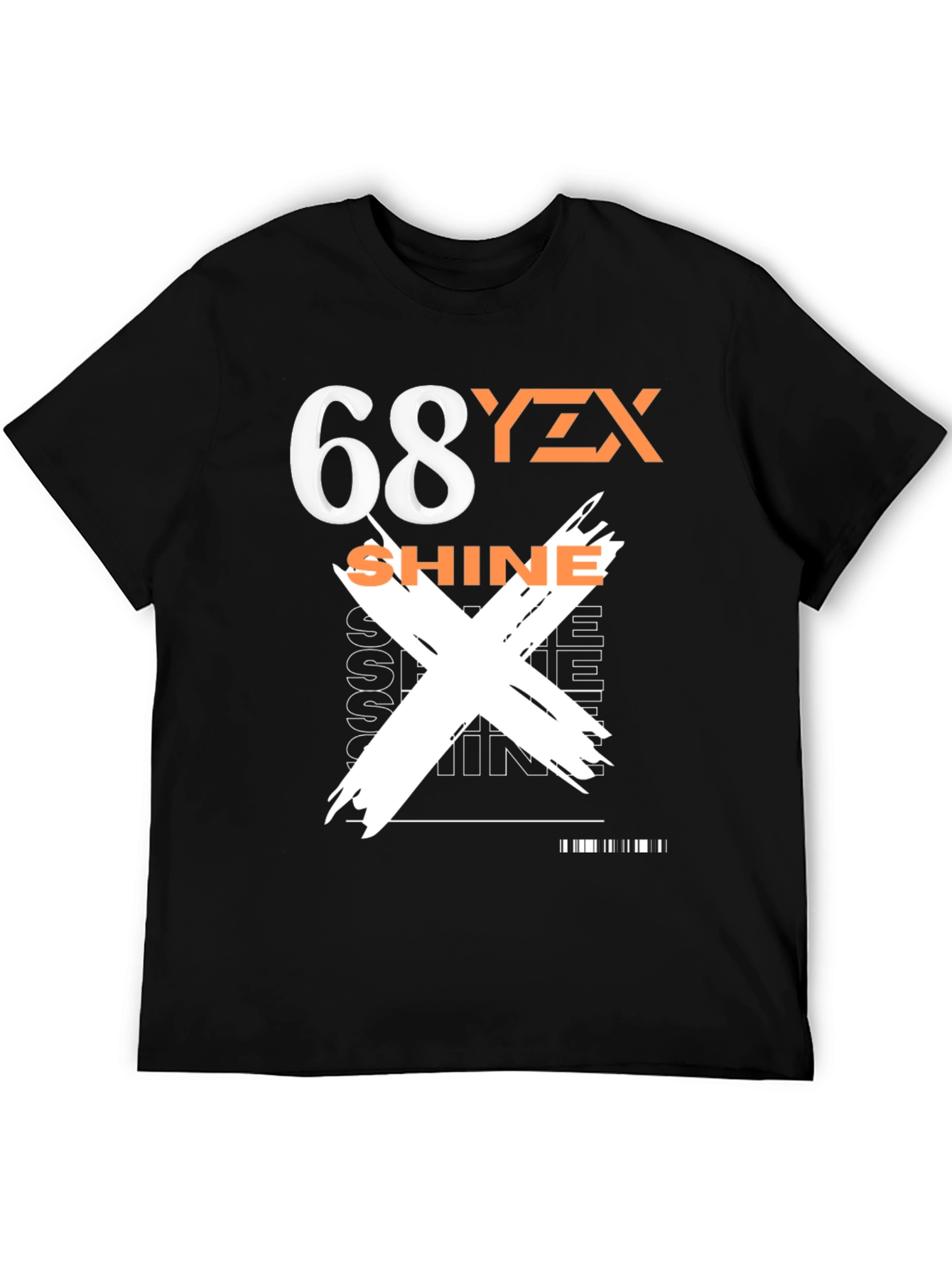 Mens Black Graphic Tee - 68YZX Shine Design