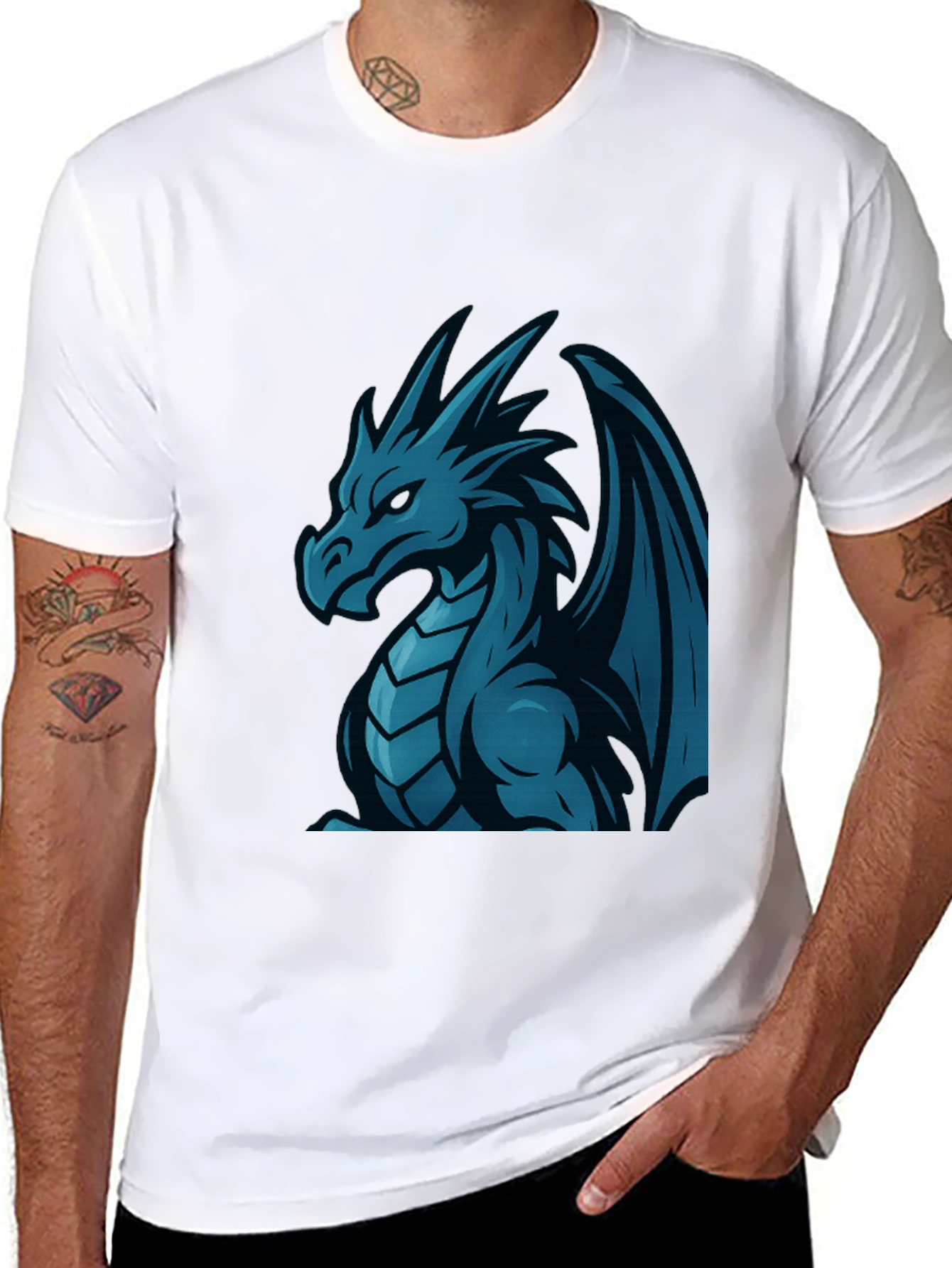 Blue Dragon Graphic Tee - Mens Black T-Shirt