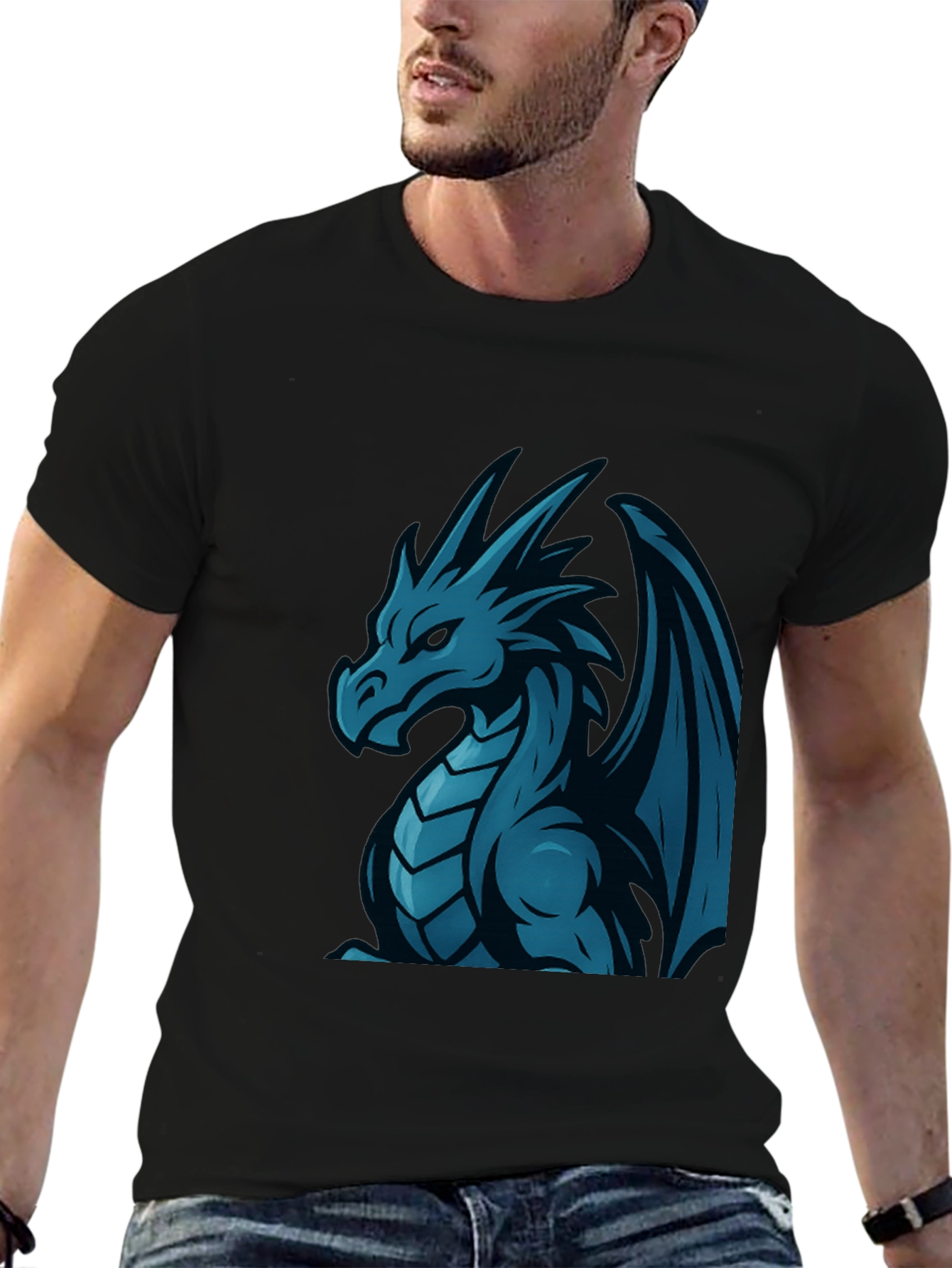 Blue Dragon Graphic Tee - Mens Black T-Shirt