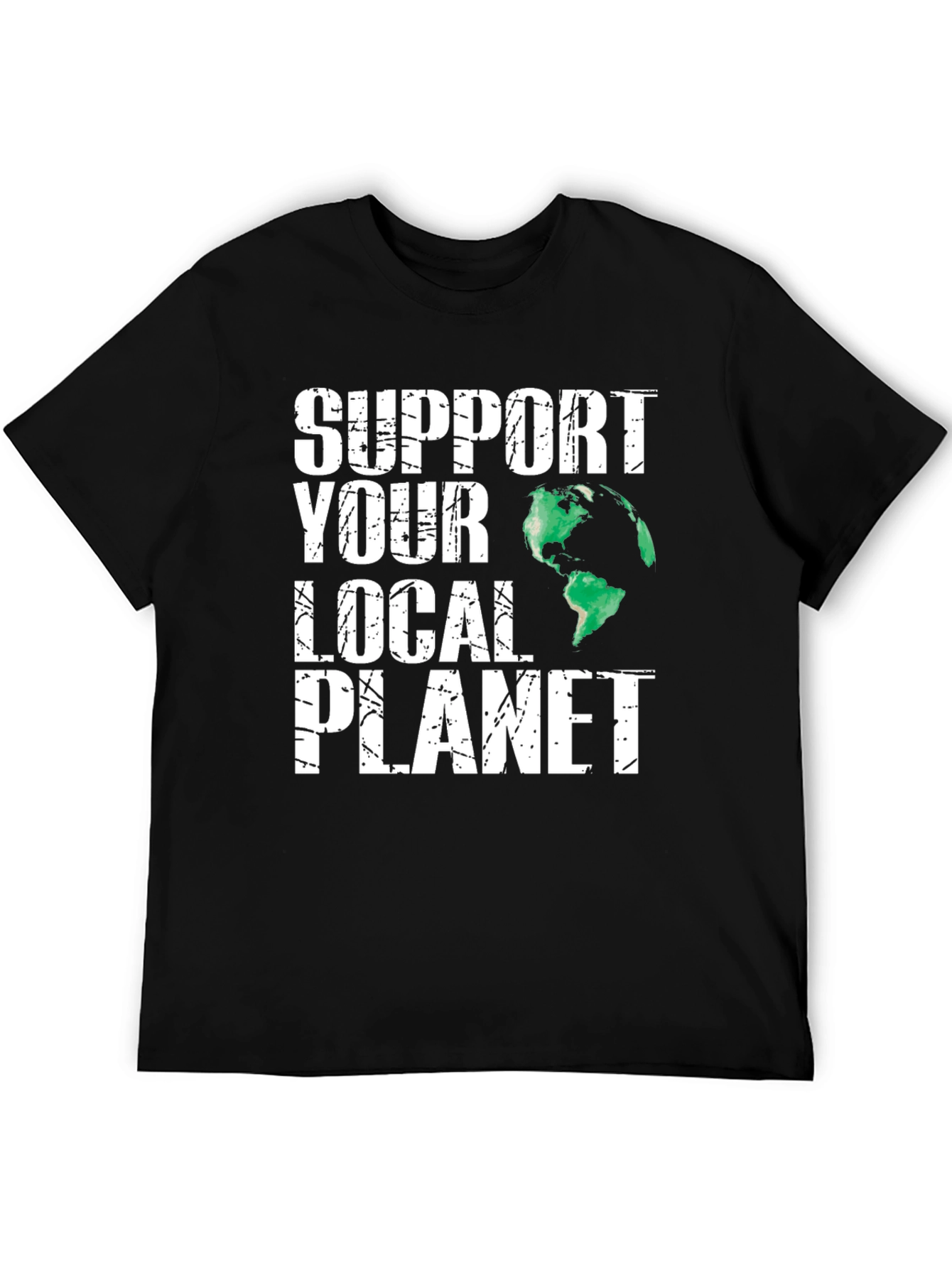 Support Your Local Planet Black Graphic T-Shirt