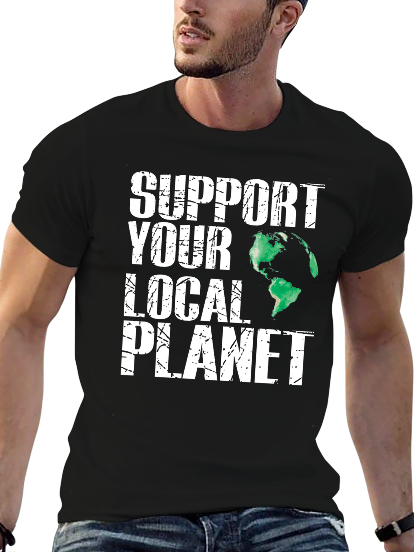 Support Your Local Planet Black Graphic T-Shirt