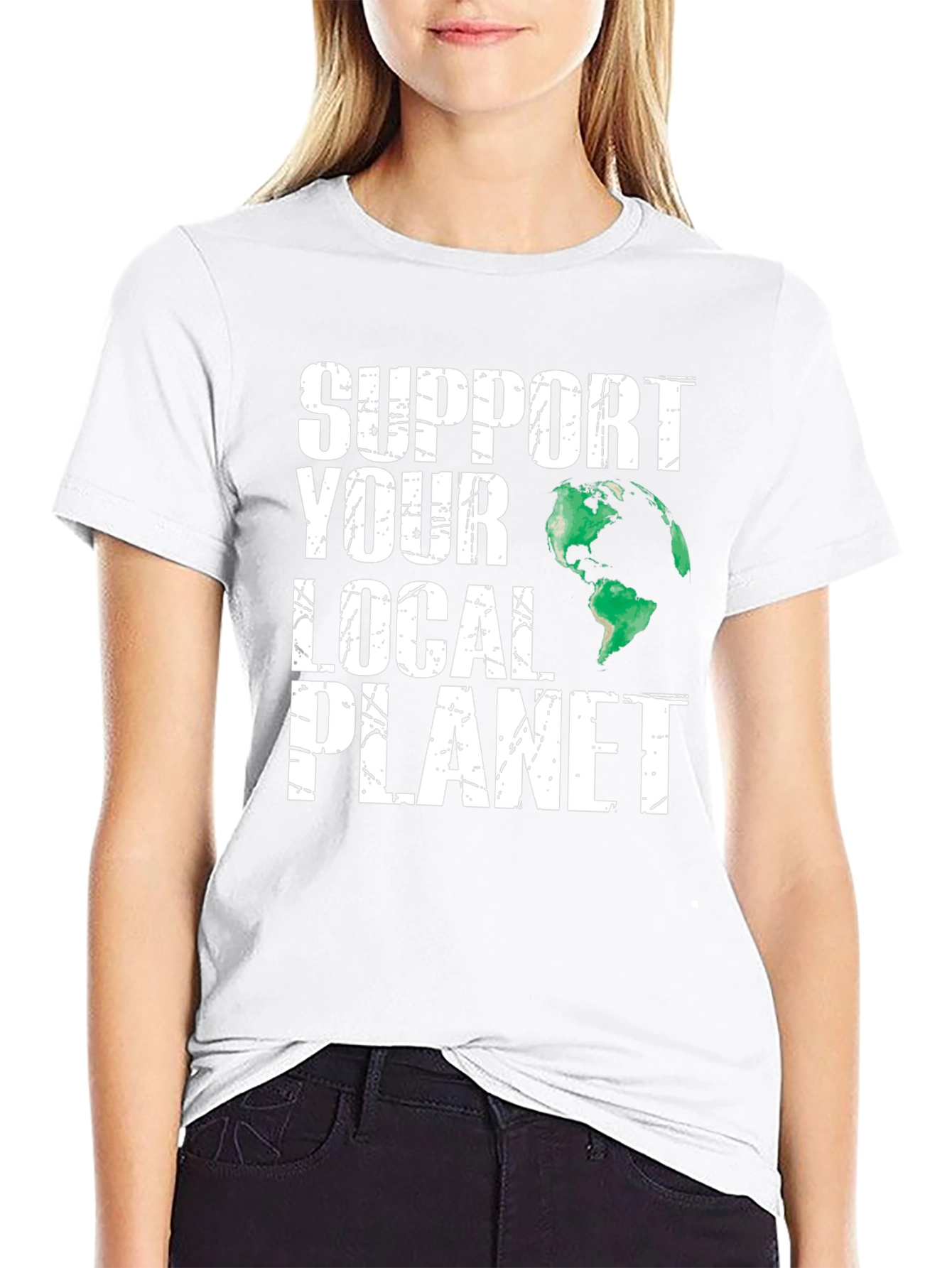 Support Your Local Planet Black Graphic T-Shirt