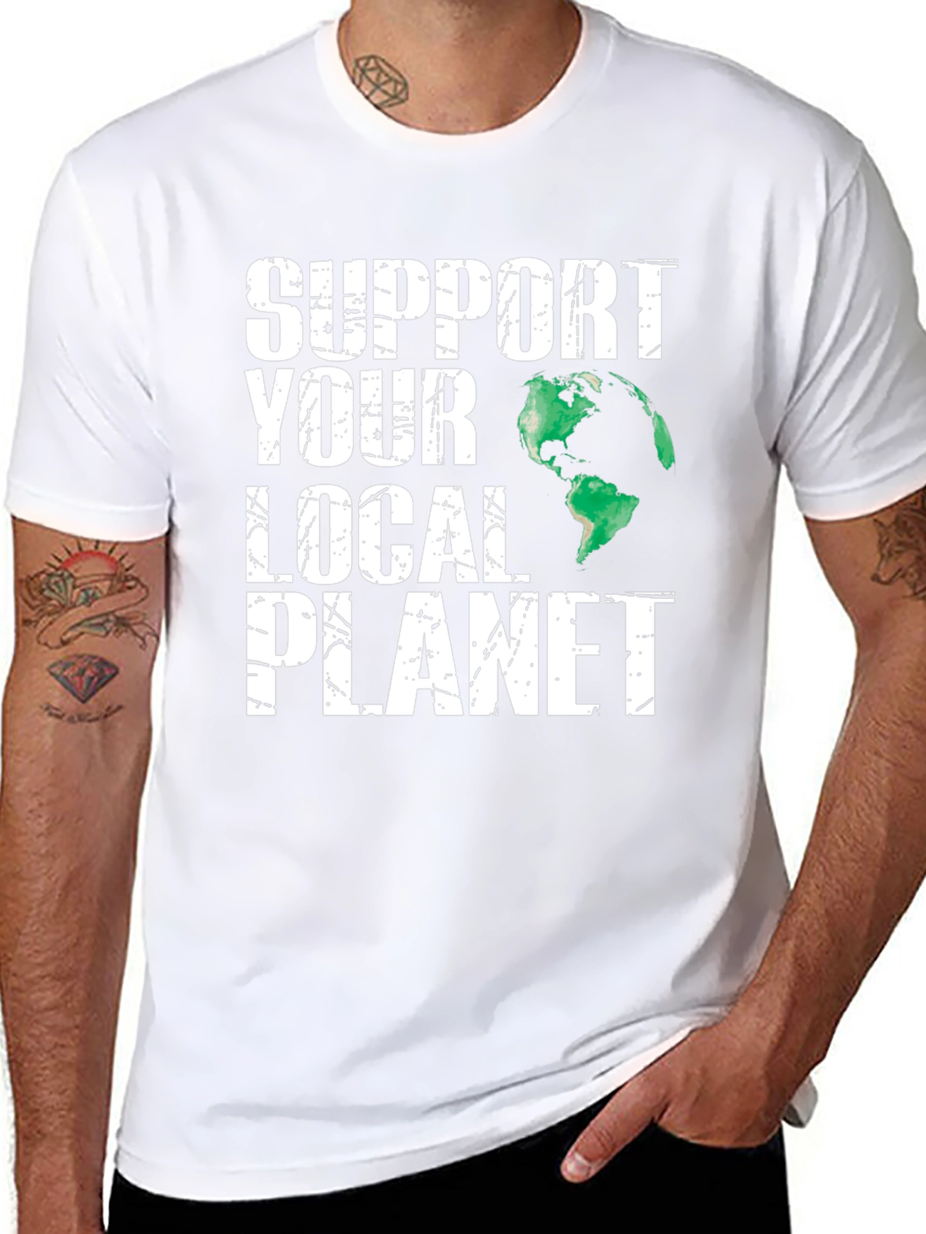 Support Your Local Planet Black Graphic T-Shirt