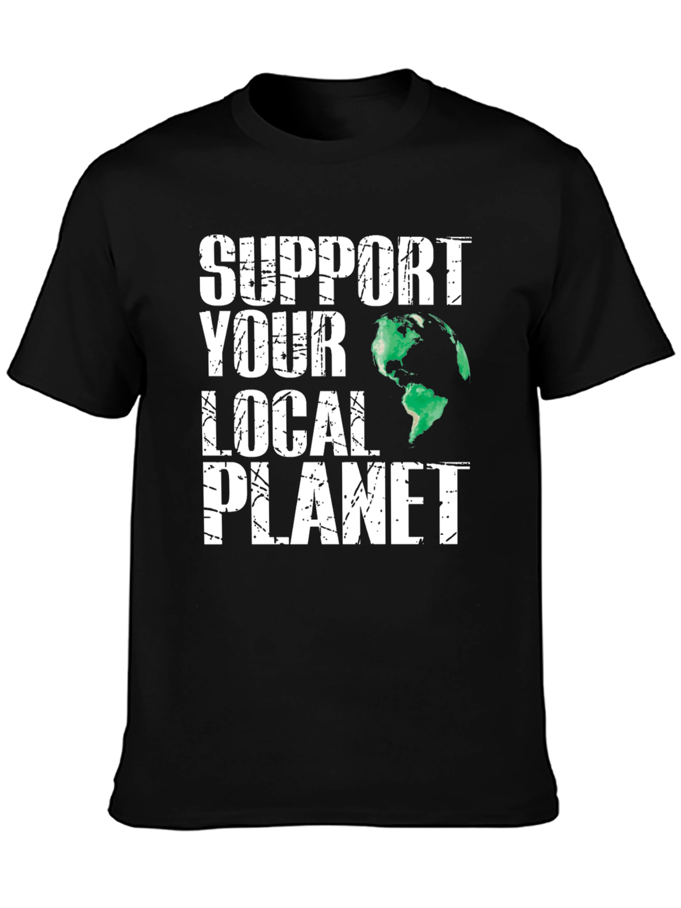 Support Your Local Planet Black Graphic T-Shirt