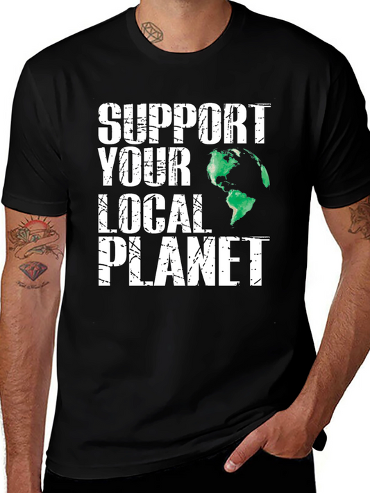 Support Your Local Planet Black Graphic T-Shirt