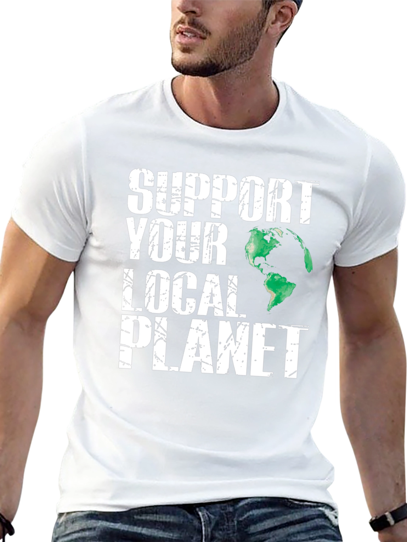 Support Your Local Planet Black Graphic T-Shirt