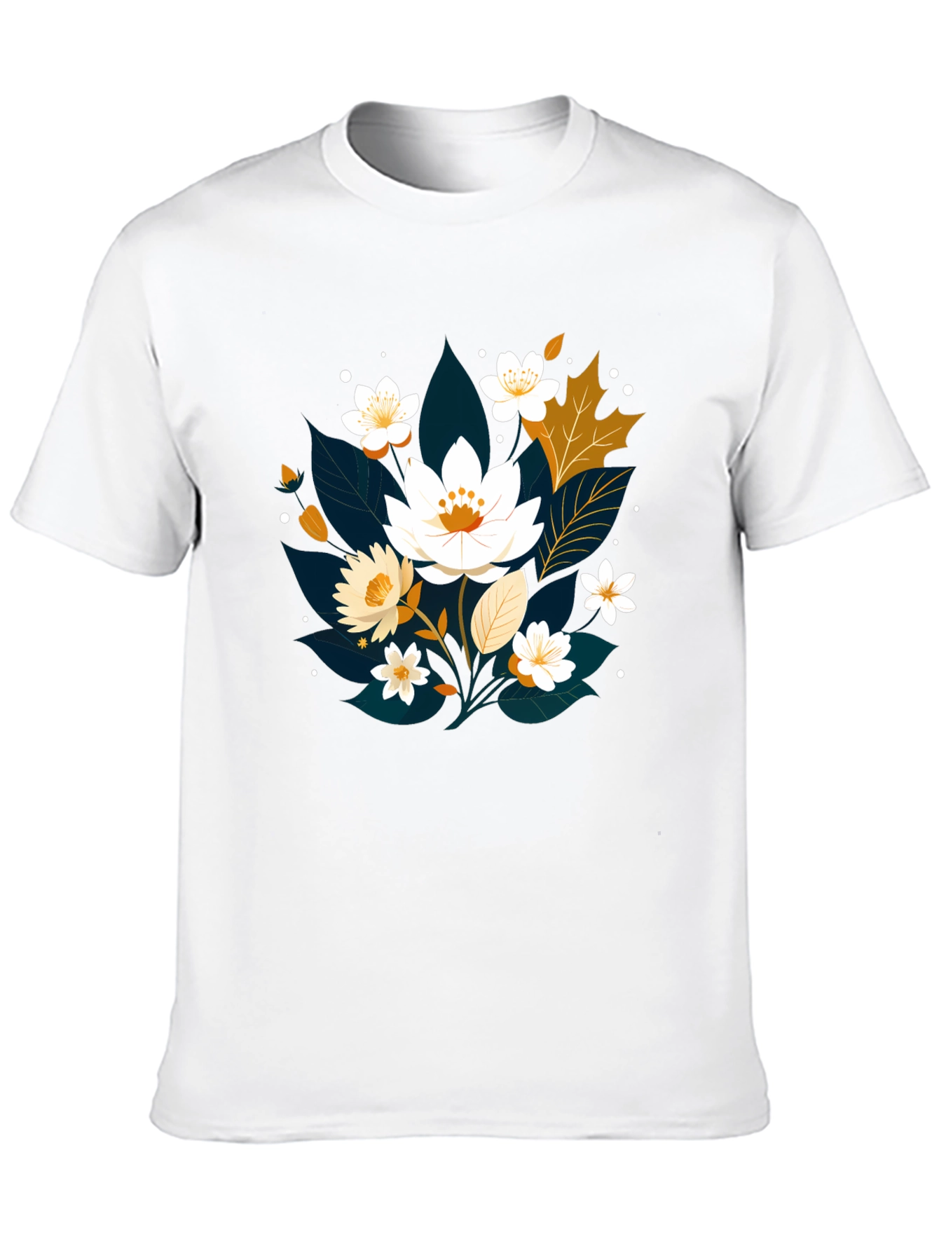 Floral Print Black T-Shirt - Nature Inspired Design