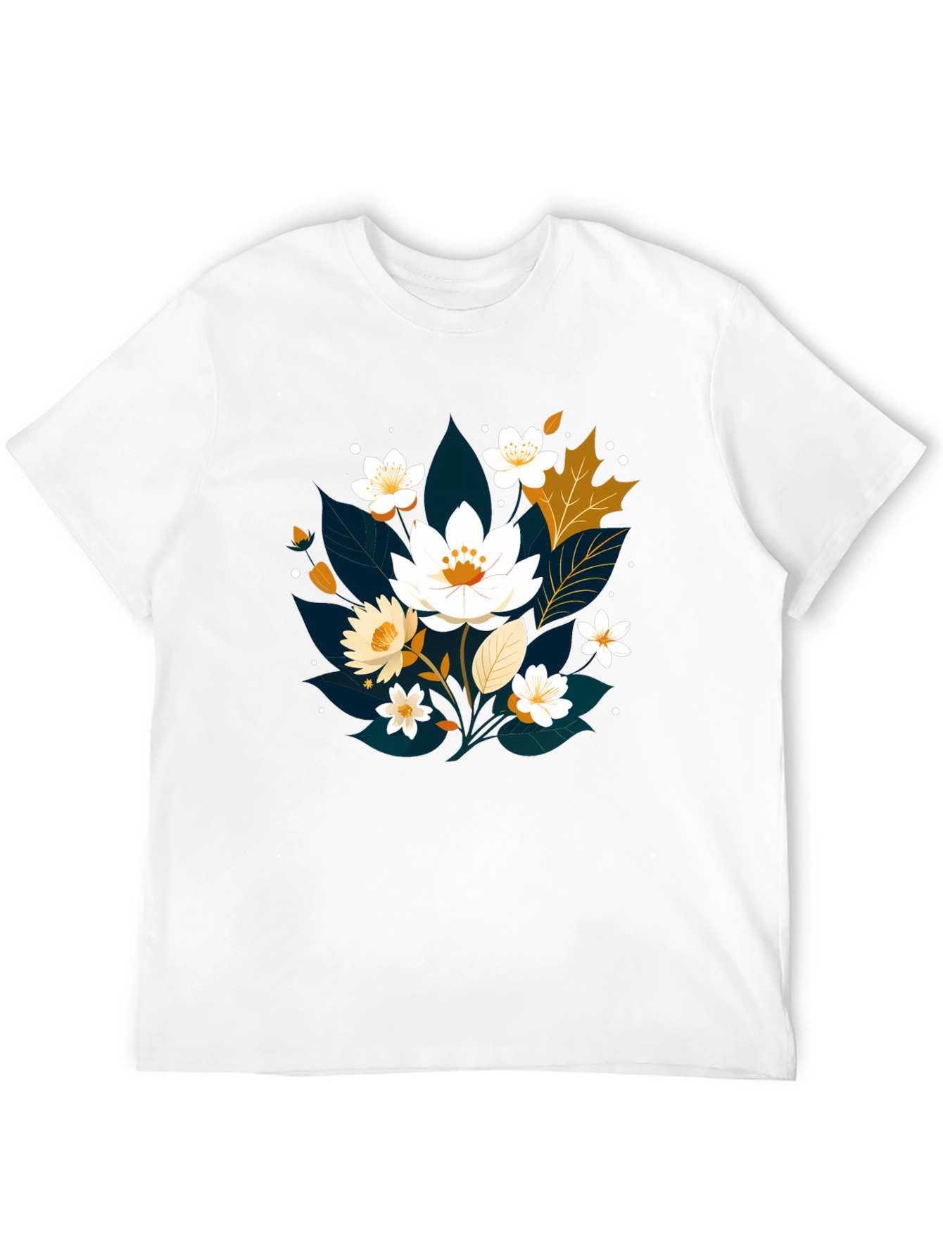 Floral Print Black T-Shirt - Nature Inspired Design