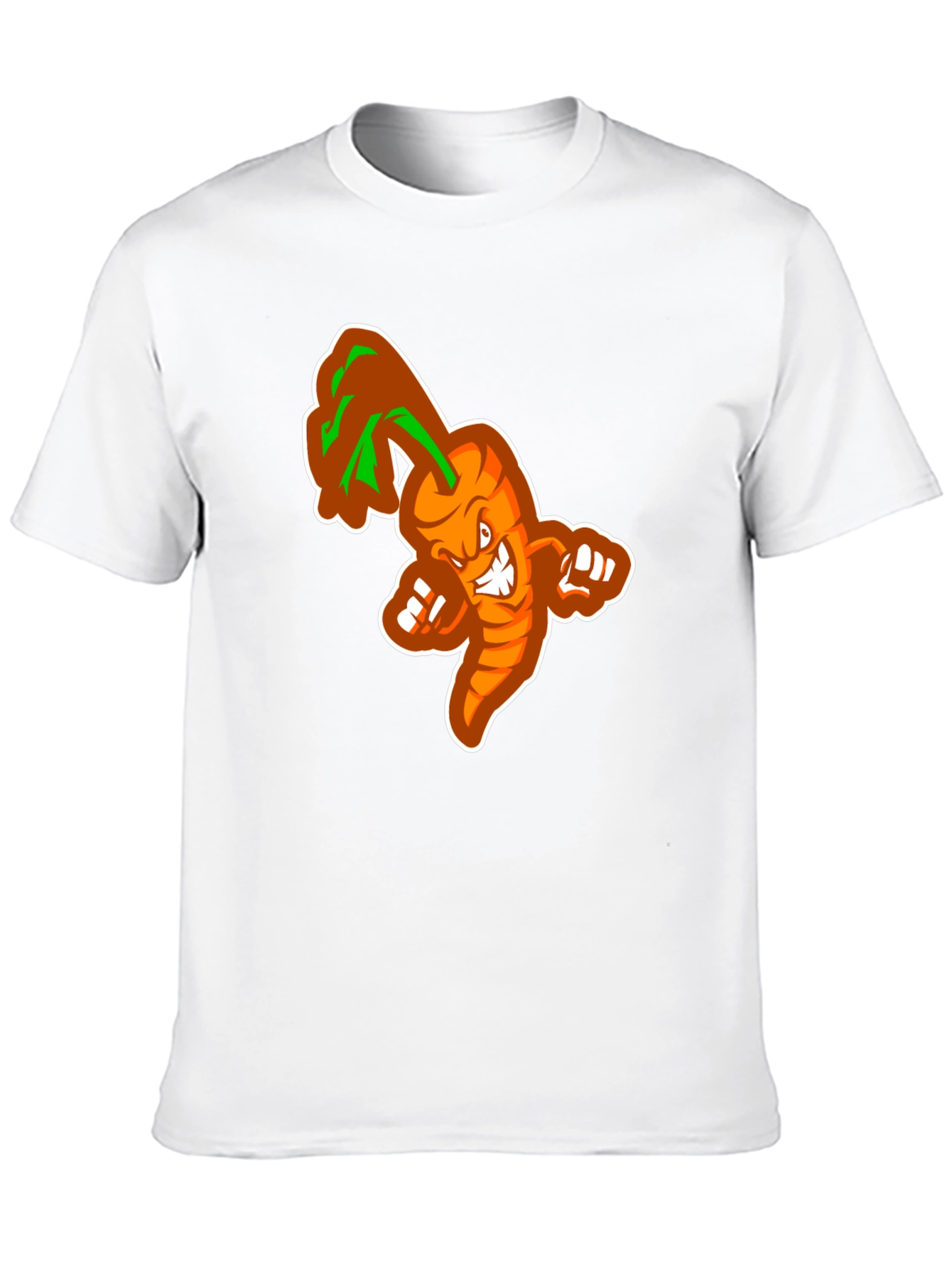 Mens Black T-shirt with Cartoon Carrot Design