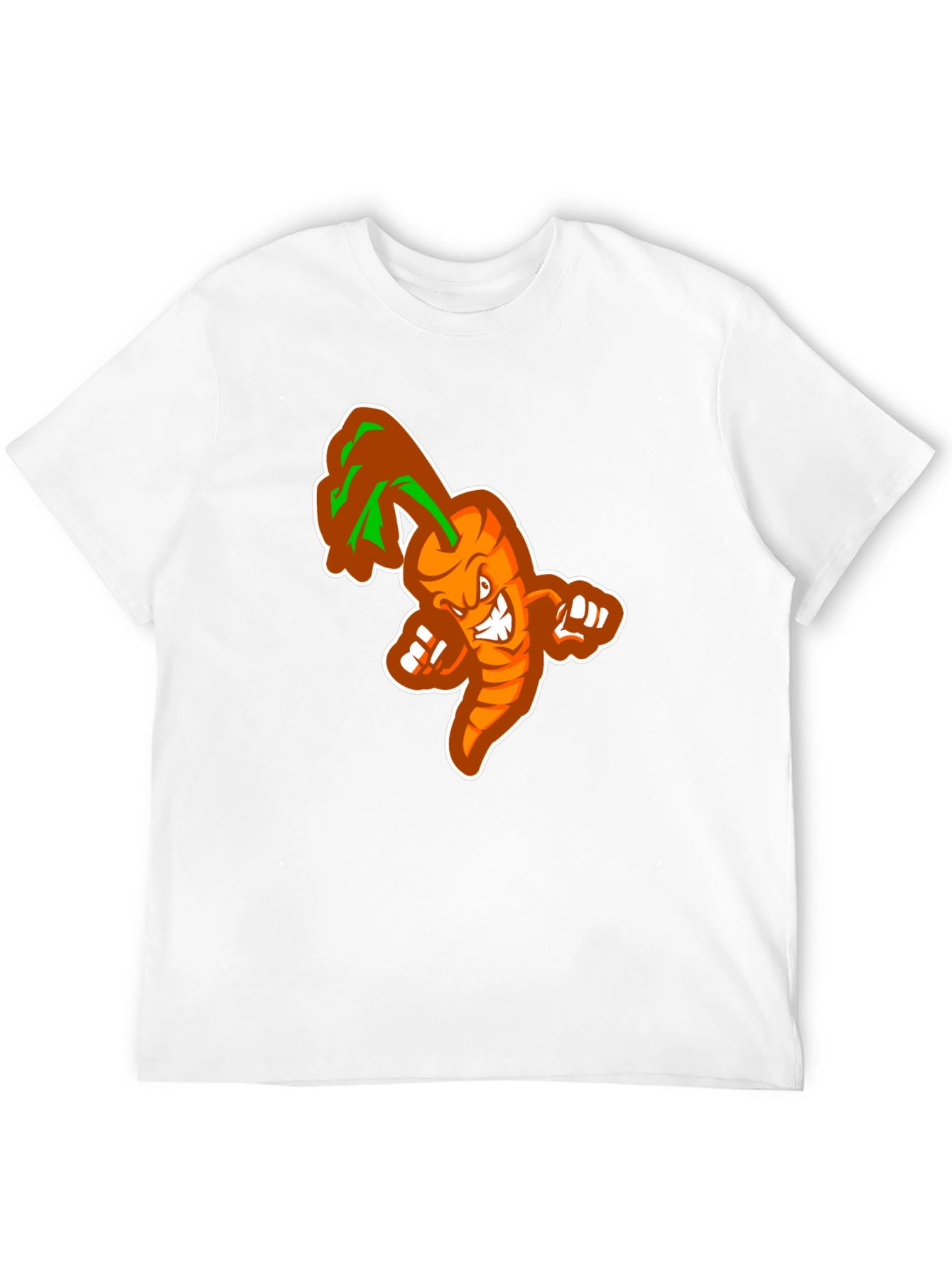 Mens Black T-shirt with Cartoon Carrot Design