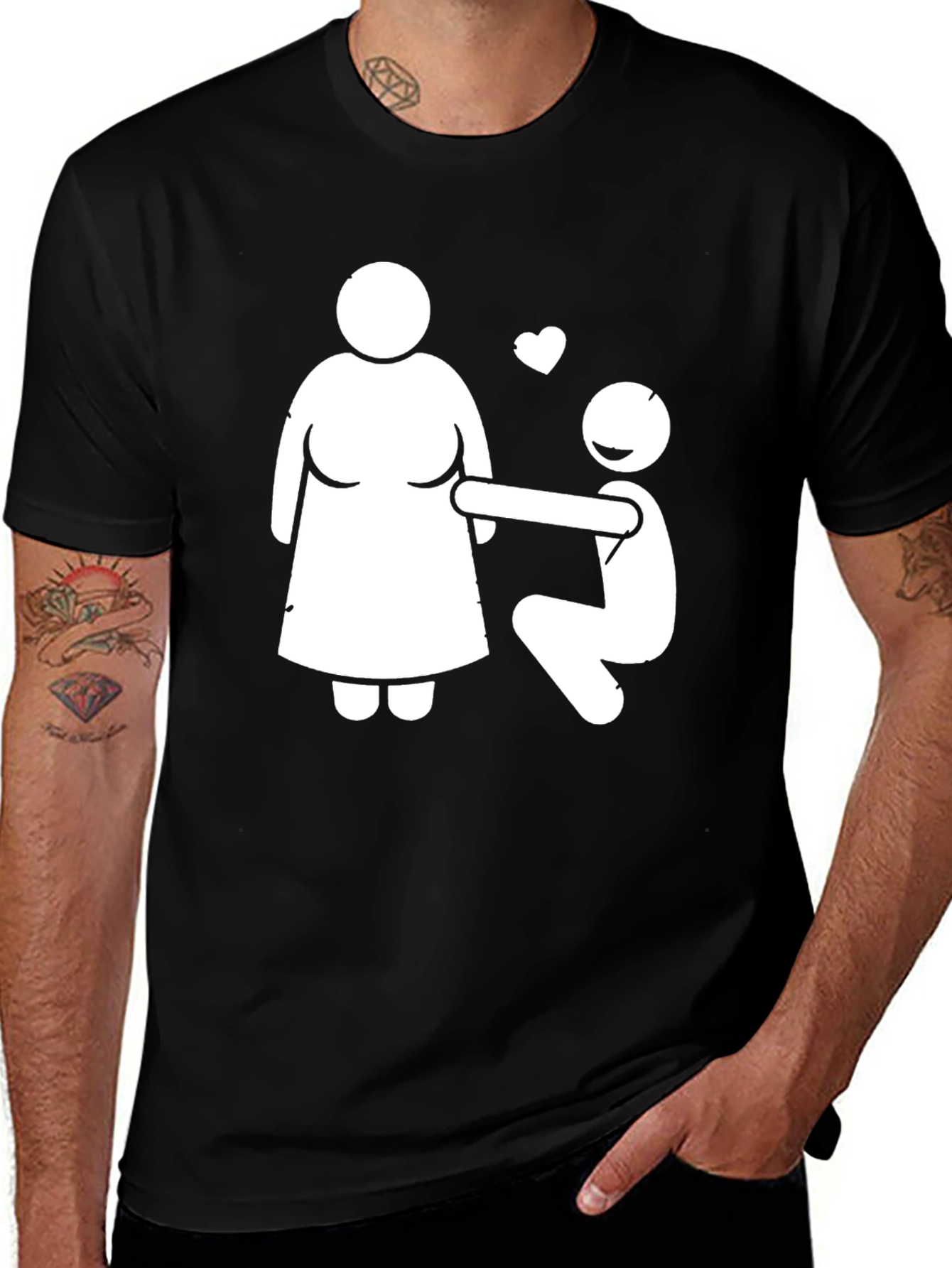 Humorous Proposal Graphic Tee - Black