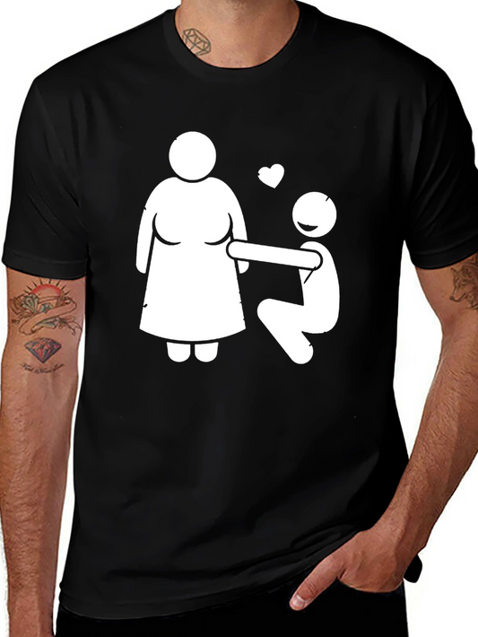 Humorous Proposal Graphic Tee - Black