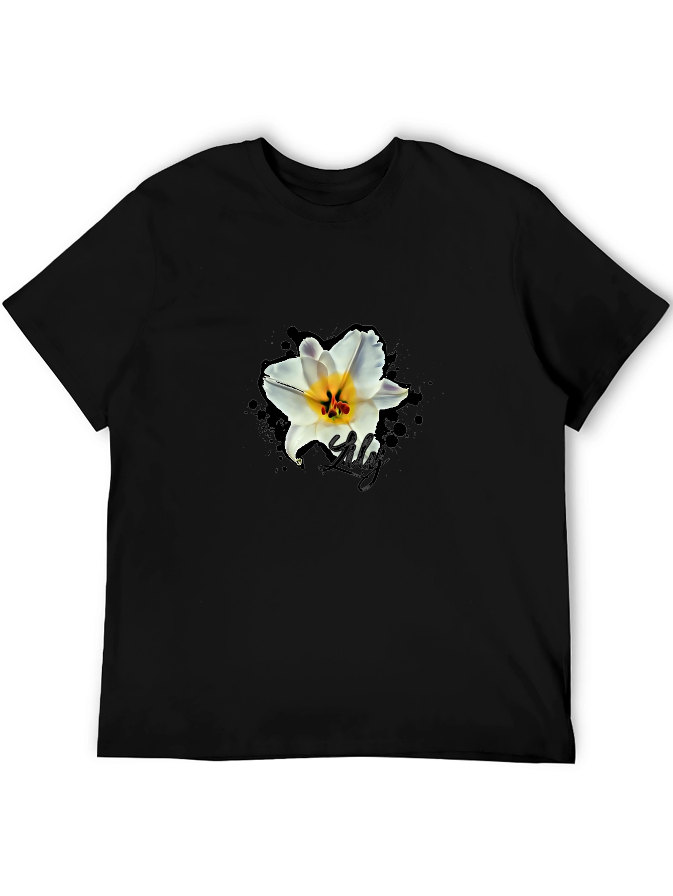 Lily Graphic Print Black T-Shirt