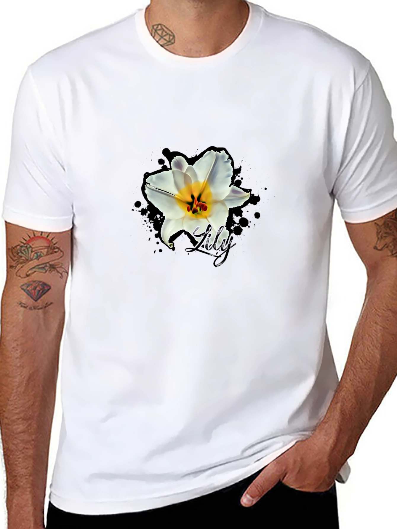 Lily Graphic Print Black T-Shirt