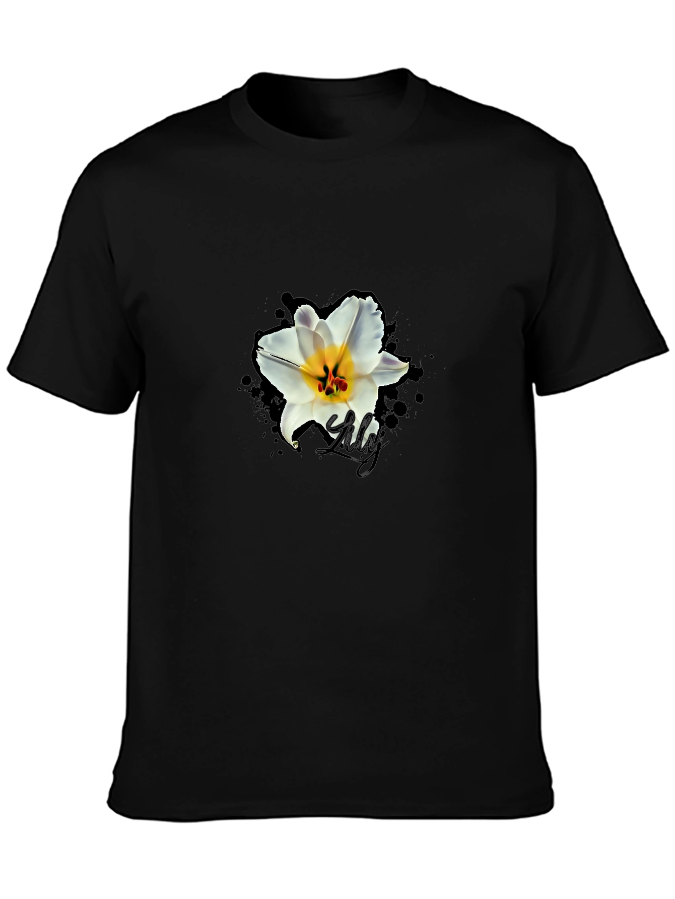 Lily Graphic Print Black T-Shirt