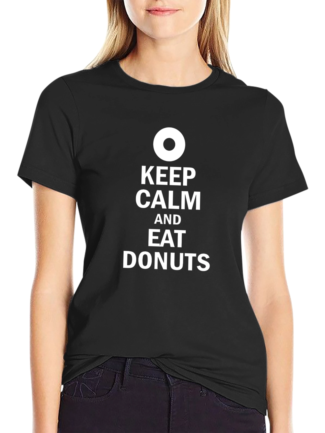 Keep Calm and Eat Donuts Black T-Shirt