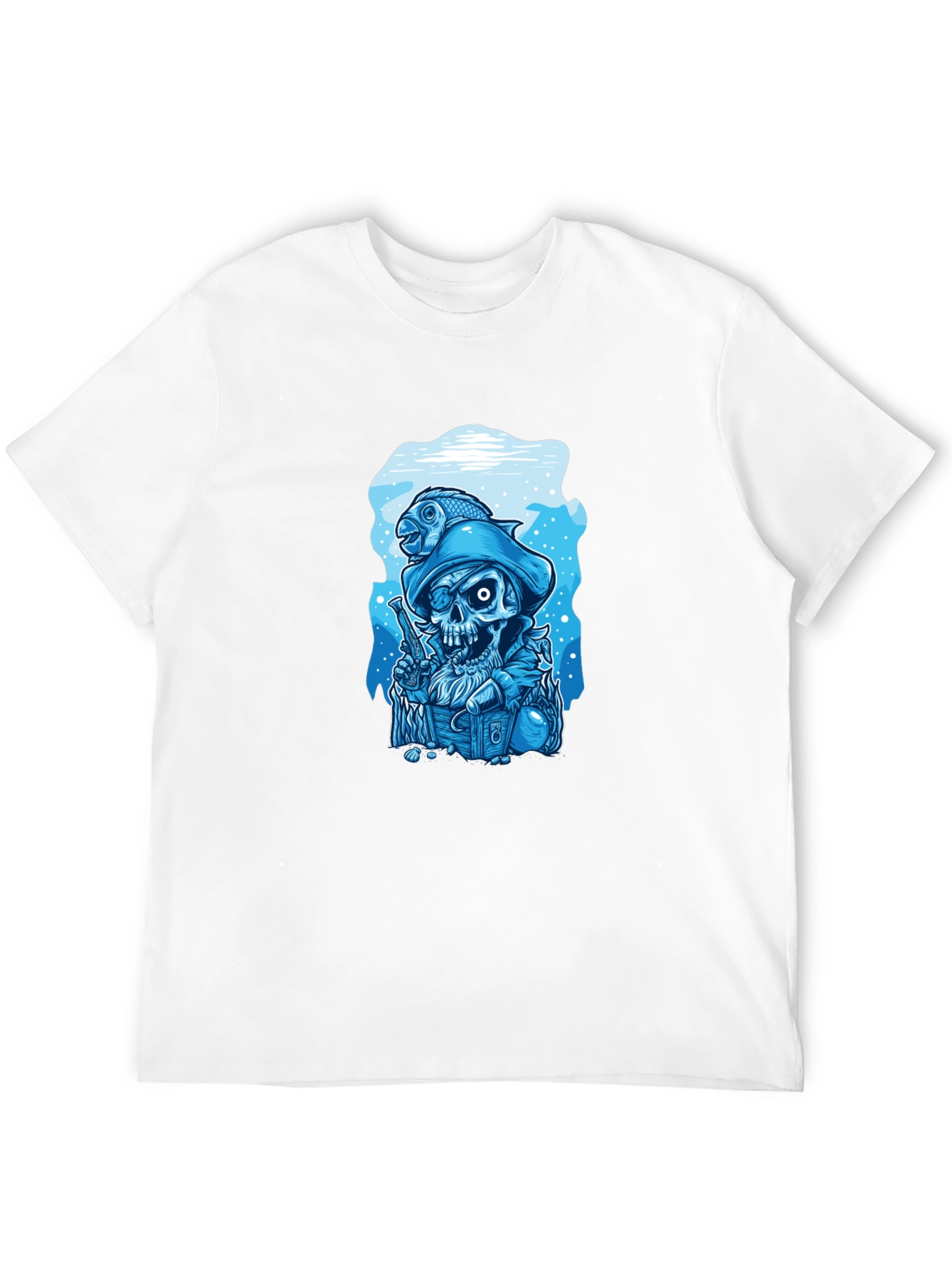 Skull Pirate Fisherman Graphic Tee