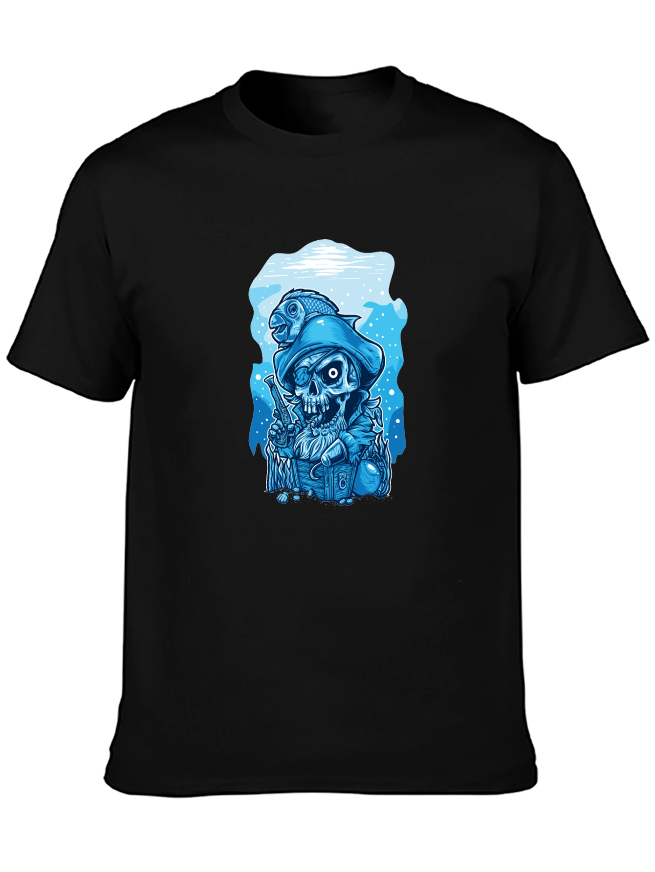 Skull Pirate Fisherman Graphic Tee