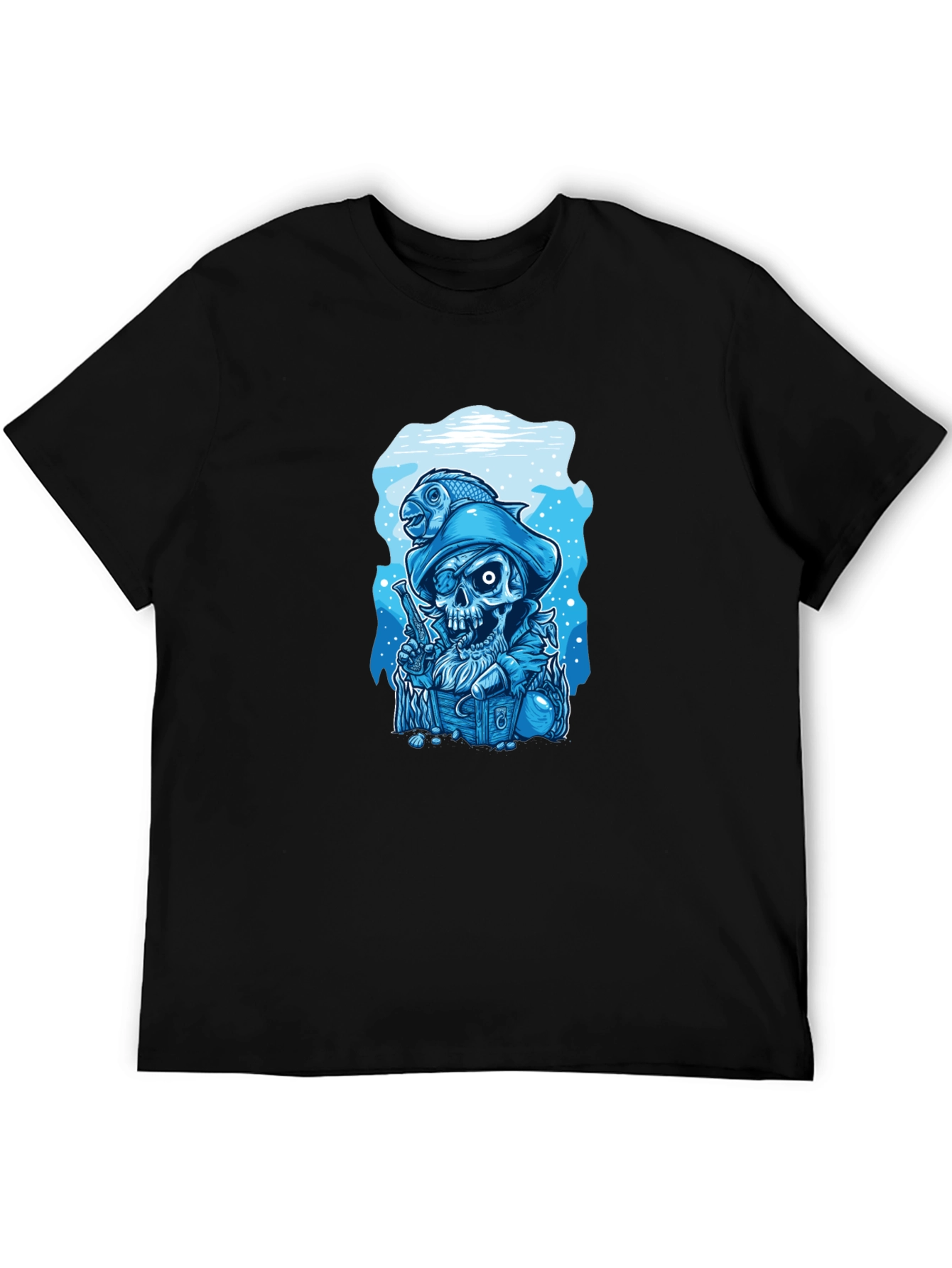 Skull Pirate Fisherman Graphic Tee