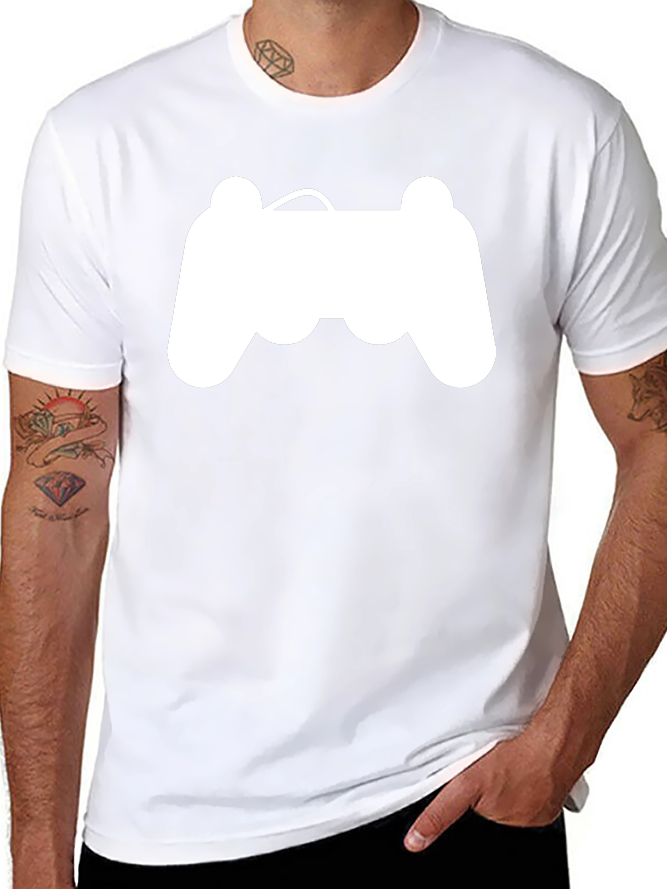 Gamer Tee - White Console Graphic T-Shirt