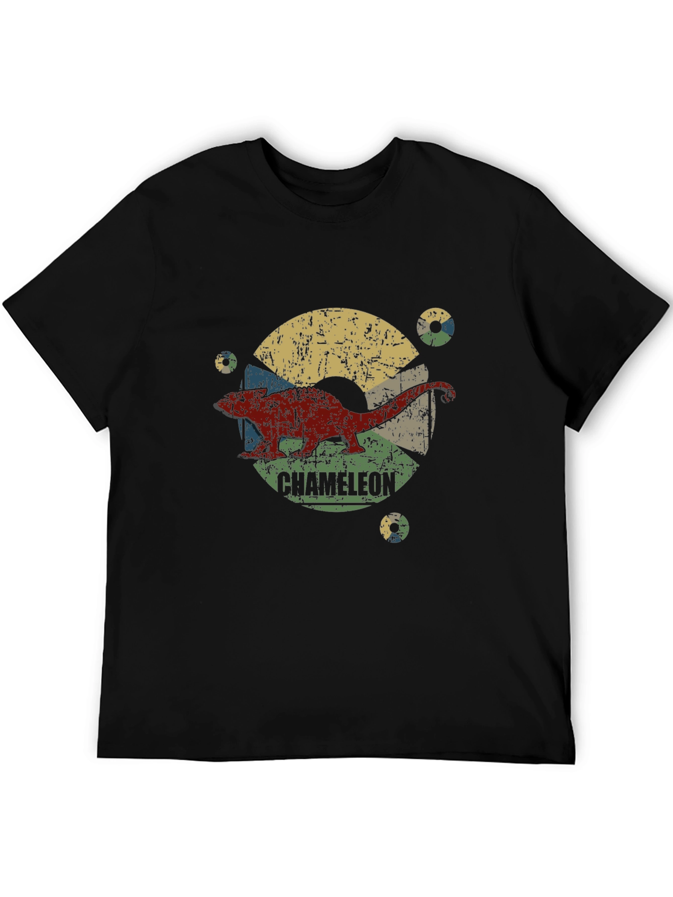 Retro Chameleon Graphic Tee - Black Unisex T-Shirt