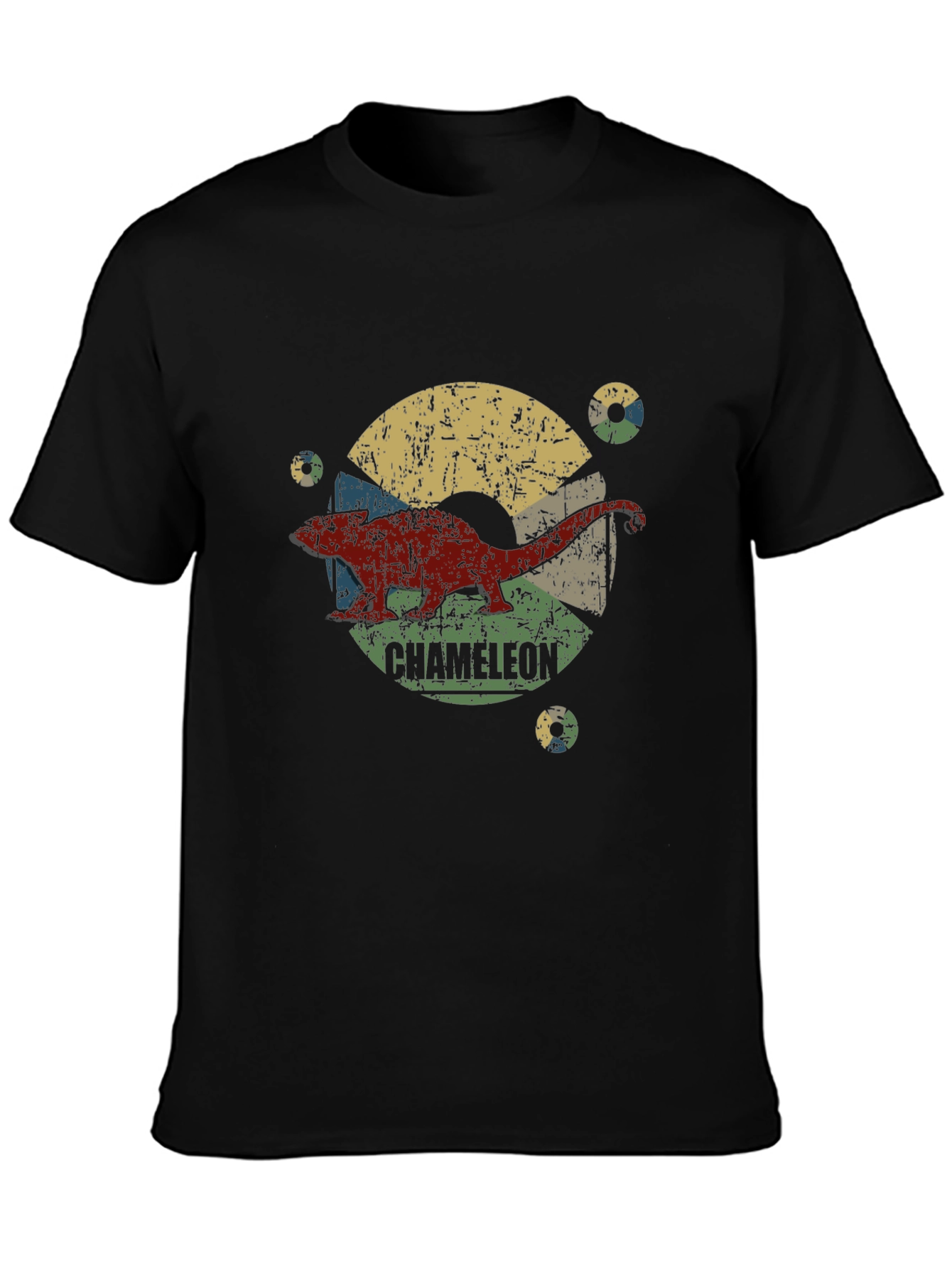 Retro Chameleon Graphic Tee - Black Unisex T-Shirt