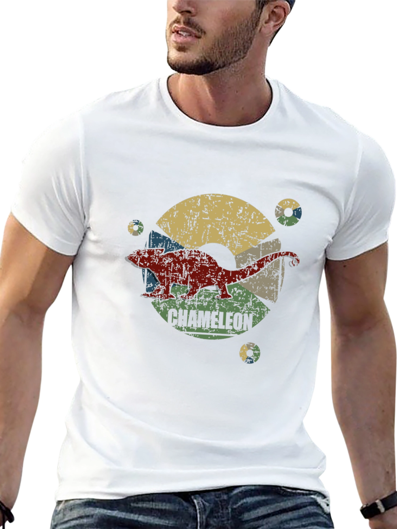 Retro Chameleon Graphic Tee - Black Unisex T-Shirt