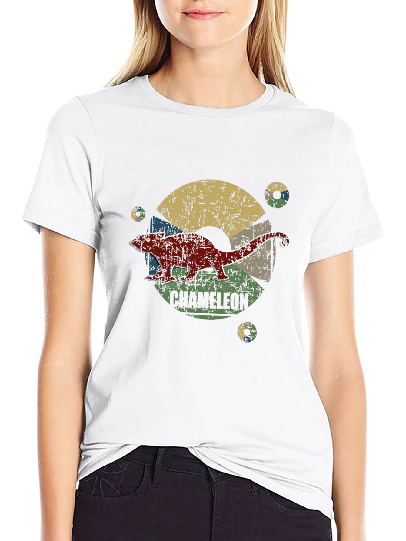 Retro Chameleon Graphic Tee - Black Unisex T-Shirt