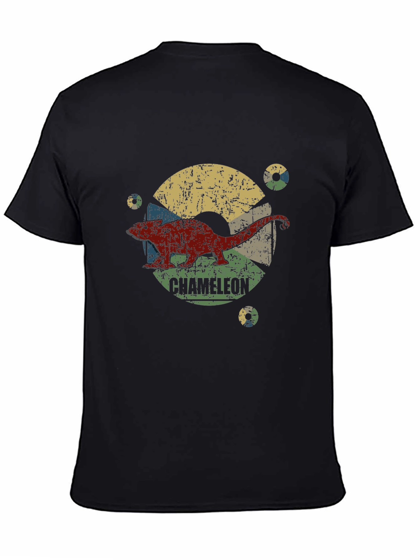 Retro Chameleon Graphic Tee - Black Unisex T-Shirt