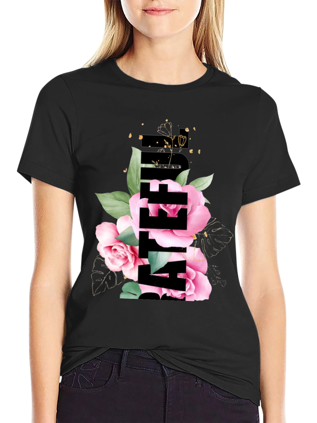 Floral Be After It Black Graphic Tee
