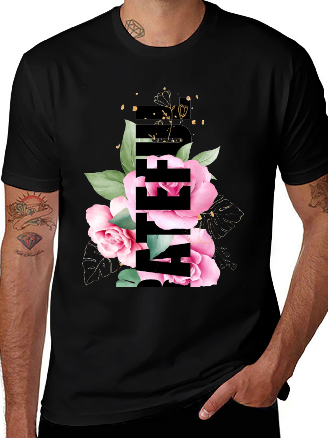 Floral Be After It Black Graphic Tee