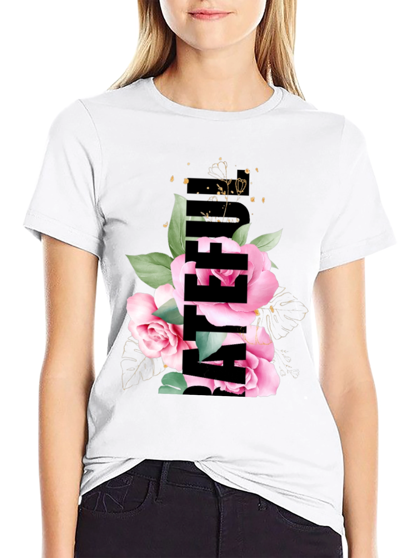Floral Be After It Black Graphic Tee
