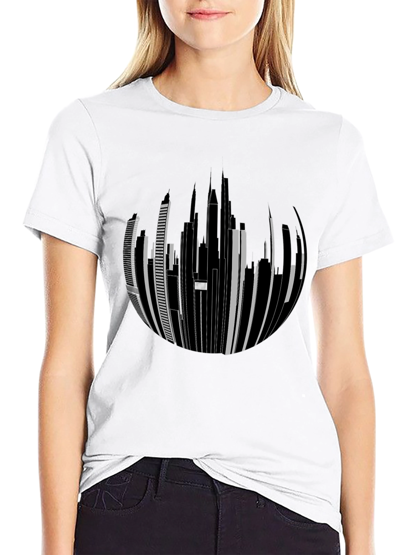 Cityscape Graphic Tee - Urban Style Black T-Shirt