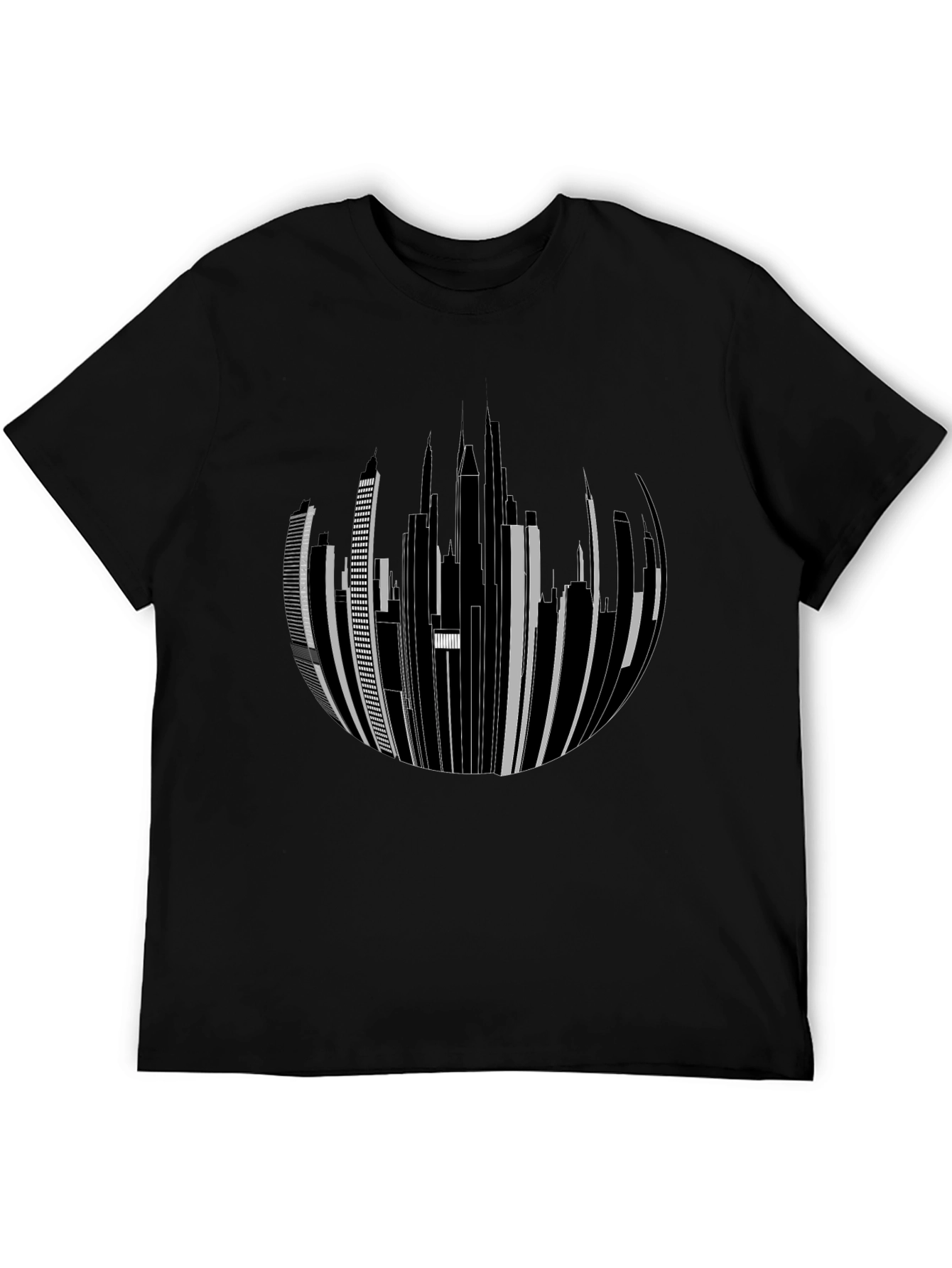 Cityscape Graphic Tee - Urban Style Black T-Shirt
