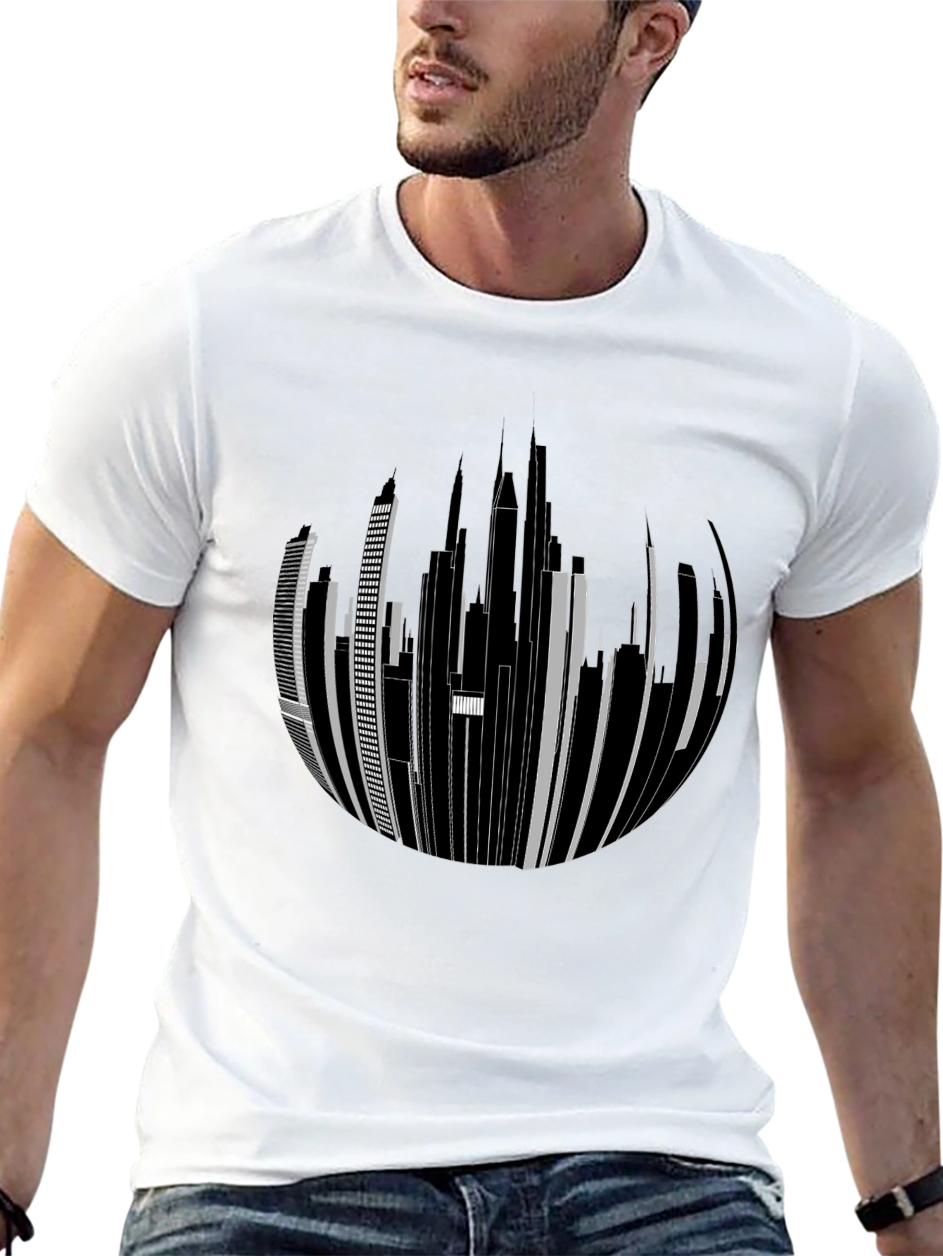 Cityscape Graphic Tee - Urban Style Black T-Shirt
