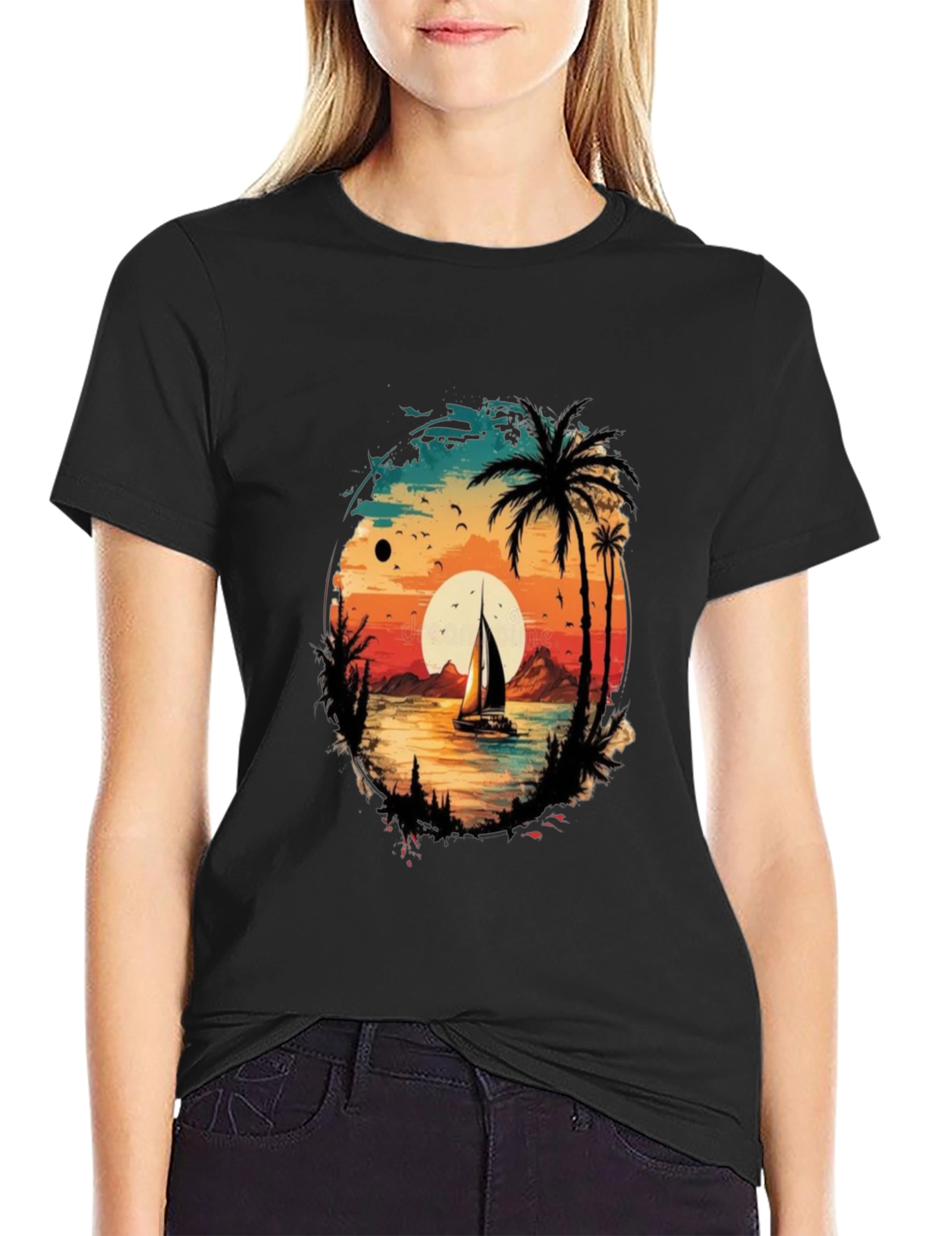 Sunset Sailboat Graphic Tee