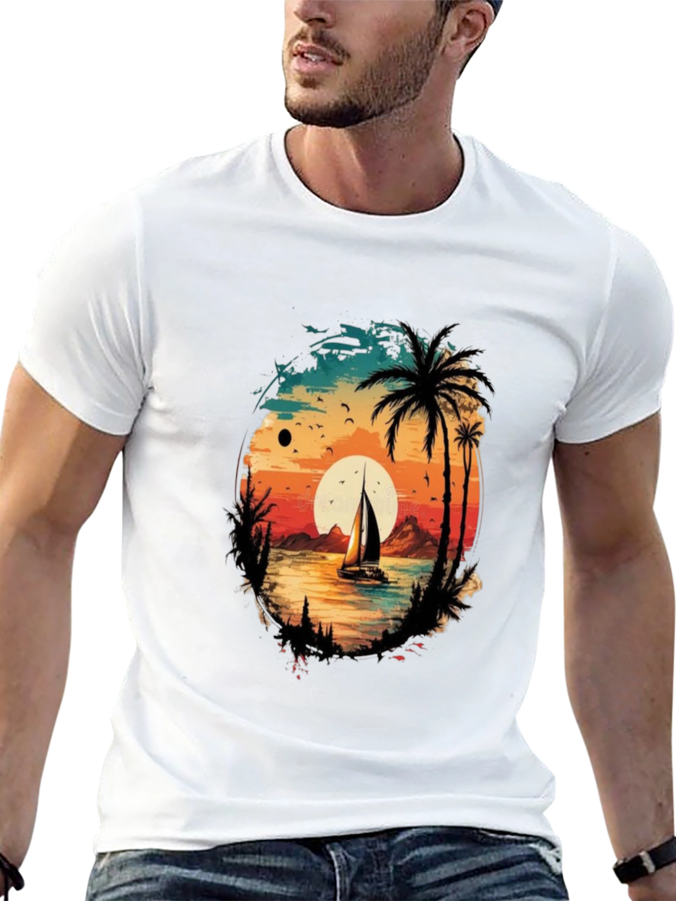 Sunset Sailboat Graphic Tee