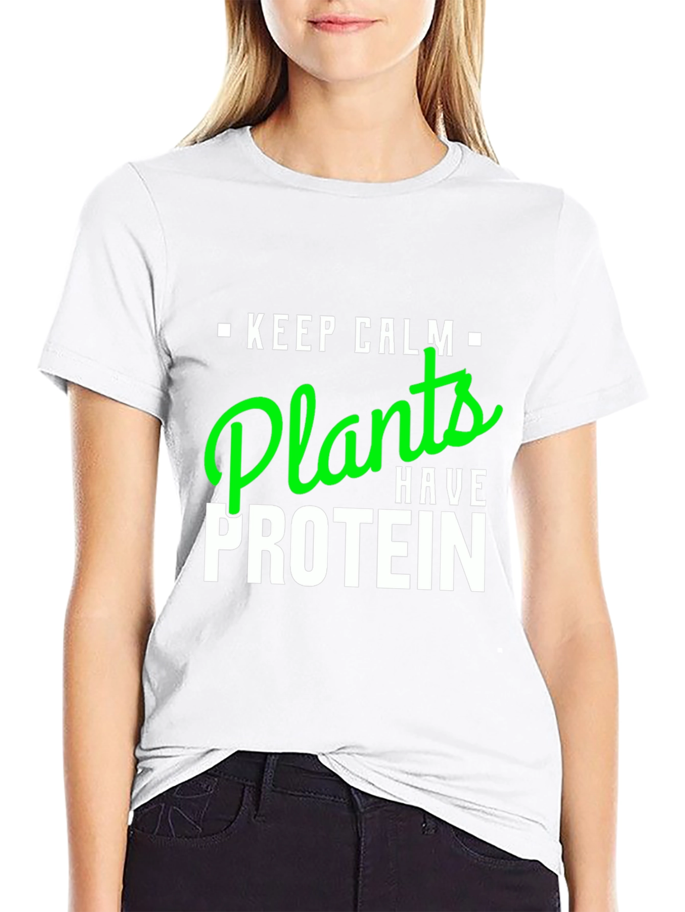 Keep Calm Plants Have Protein Vegan T-Shirt