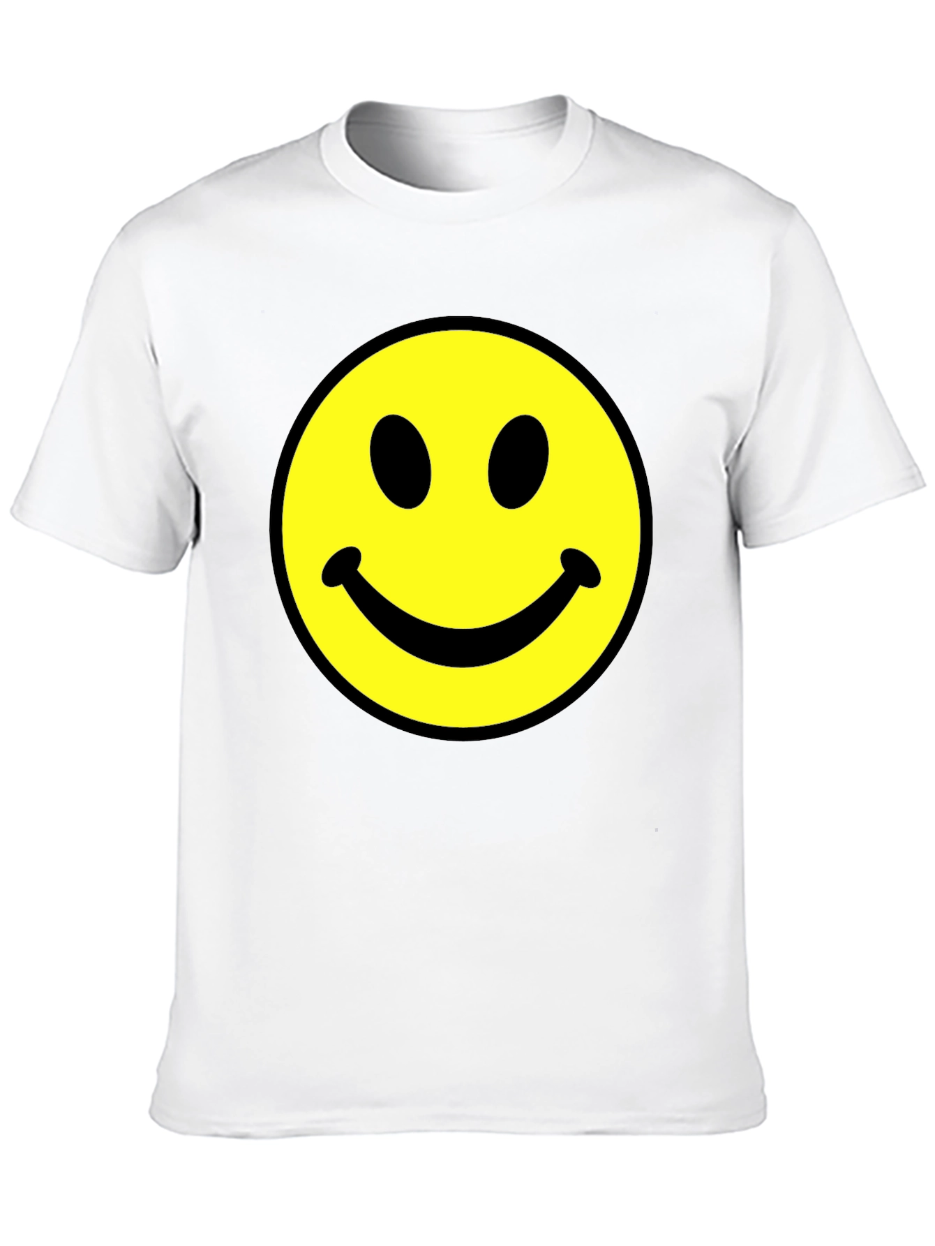 Smiley Face Graphic Tee - Black Cotton Comfort