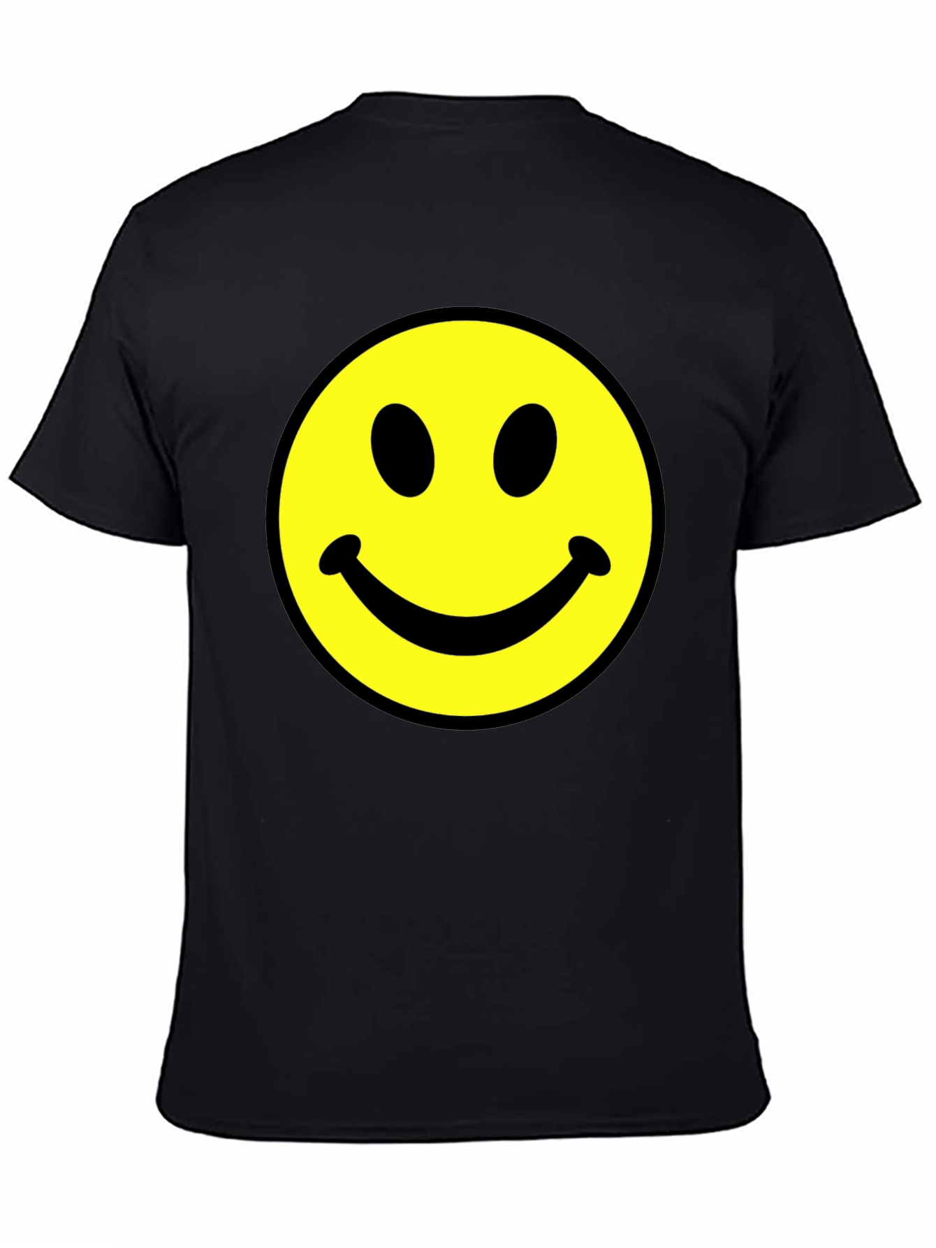 Smiley Face Graphic Tee - Black Cotton Comfort
