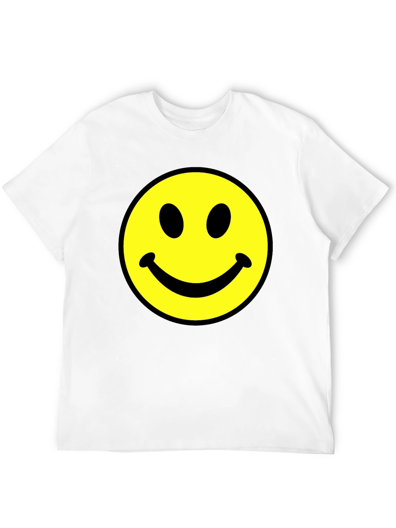 Smiley Face Graphic Tee - Black Cotton Comfort