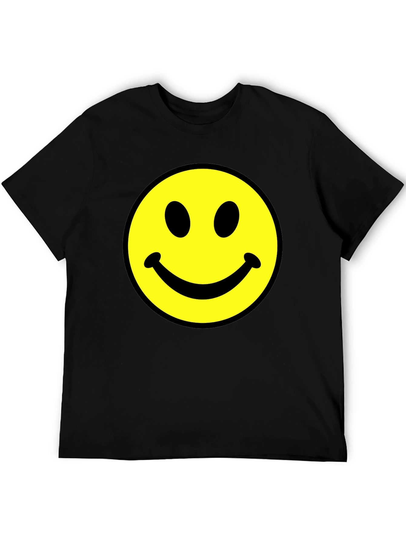 Smiley Face Graphic Tee - Black Cotton Comfort